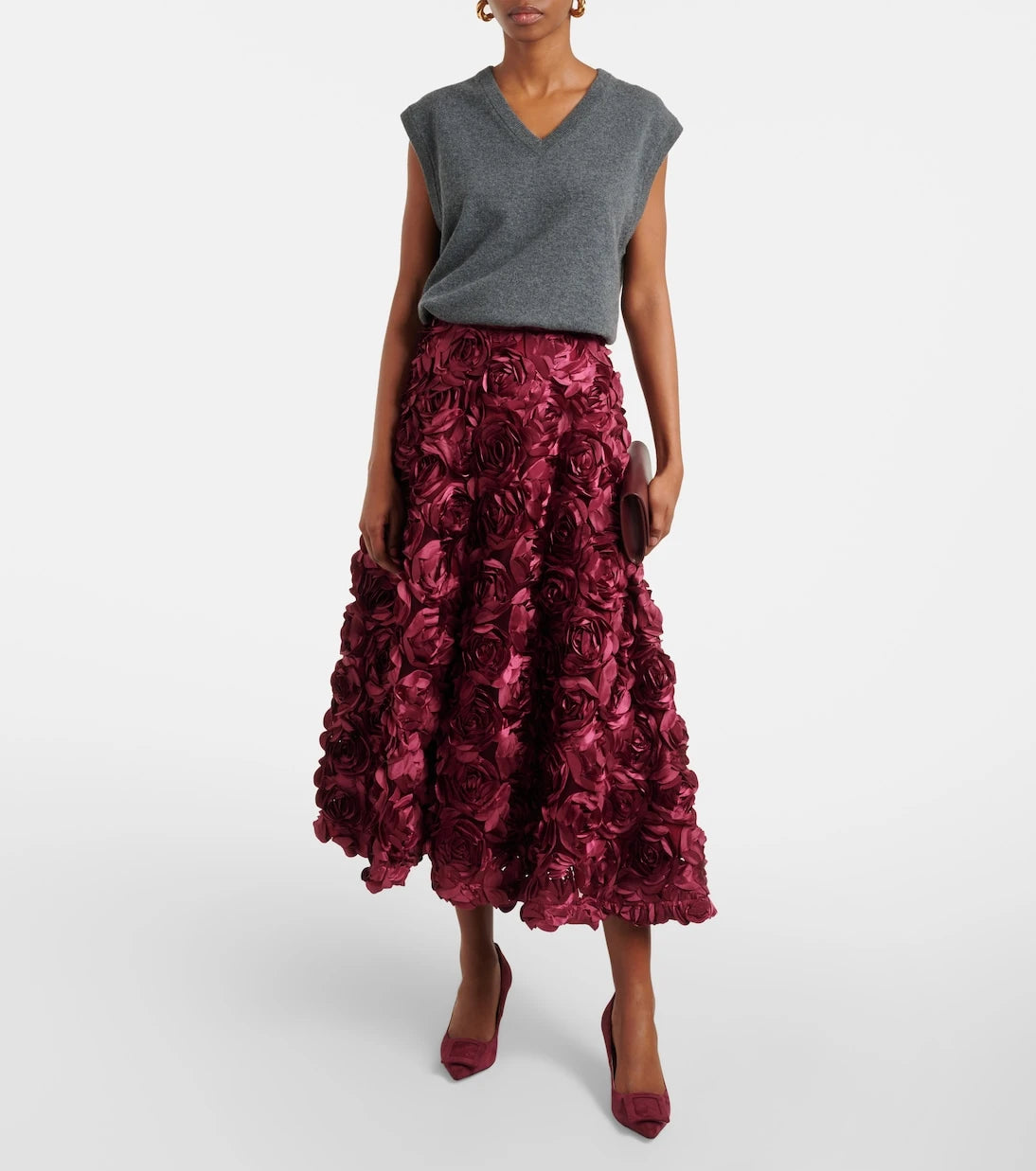 Rotate - Sun floral-appliqué high-rise maxi skirt