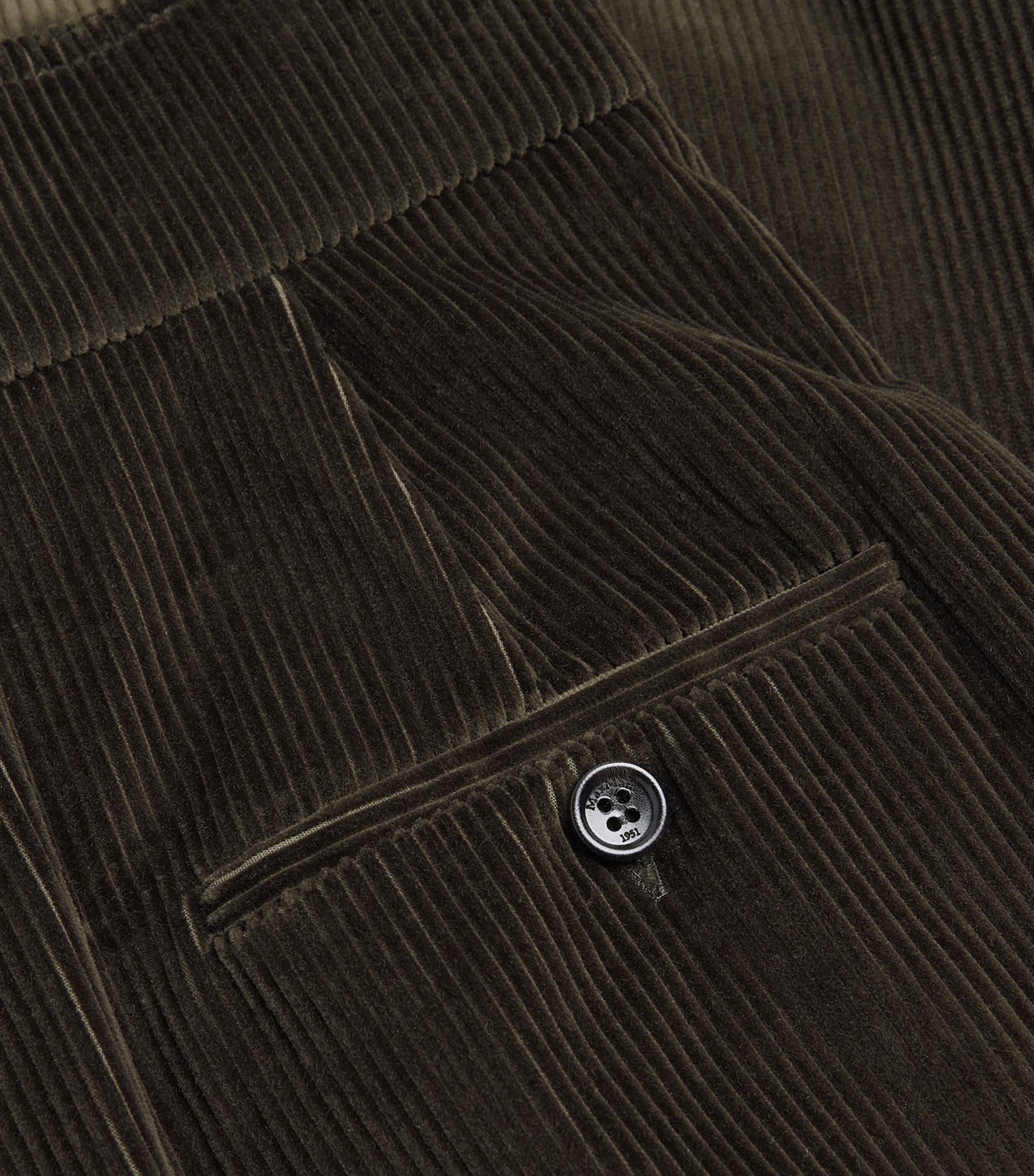 Green Corduroy Wide-Leg Trousers