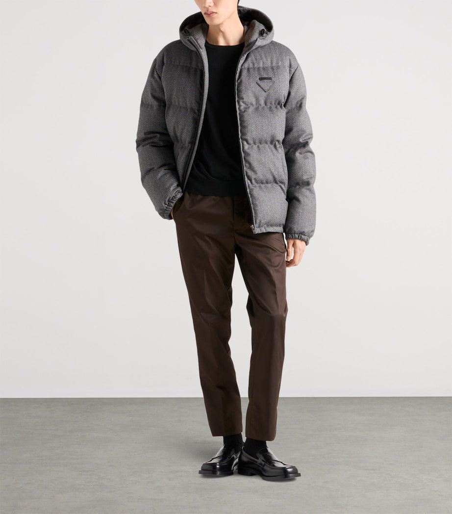 Prada Grey Wool Fleece Puffer Jacket