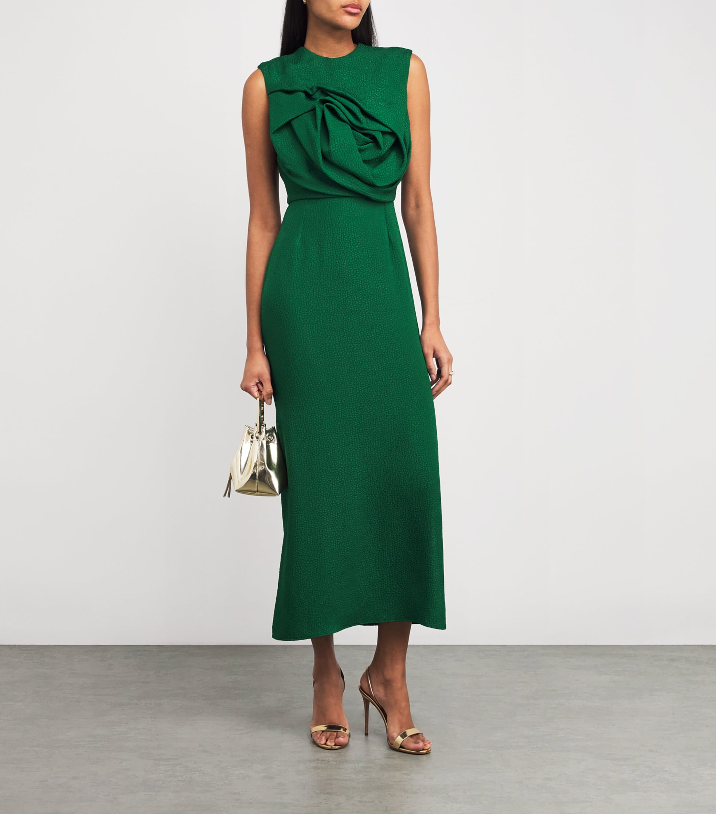 Edeline Lee Green Bubble Jacquard Aphrodite Midi Dress