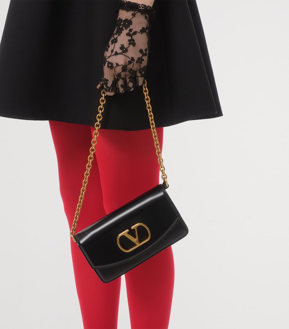 Valentino Garavani Black Small Leather Vain Clutch Bag