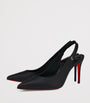 Christian Louboutin Black Sporty Kate Leather Slingback Pumps 85