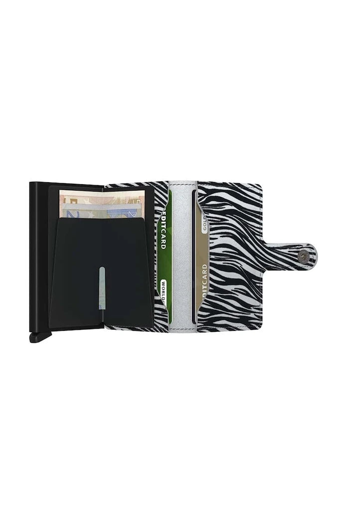 Кожен портфейл Secrid Miniwallet Zebra Light Grey