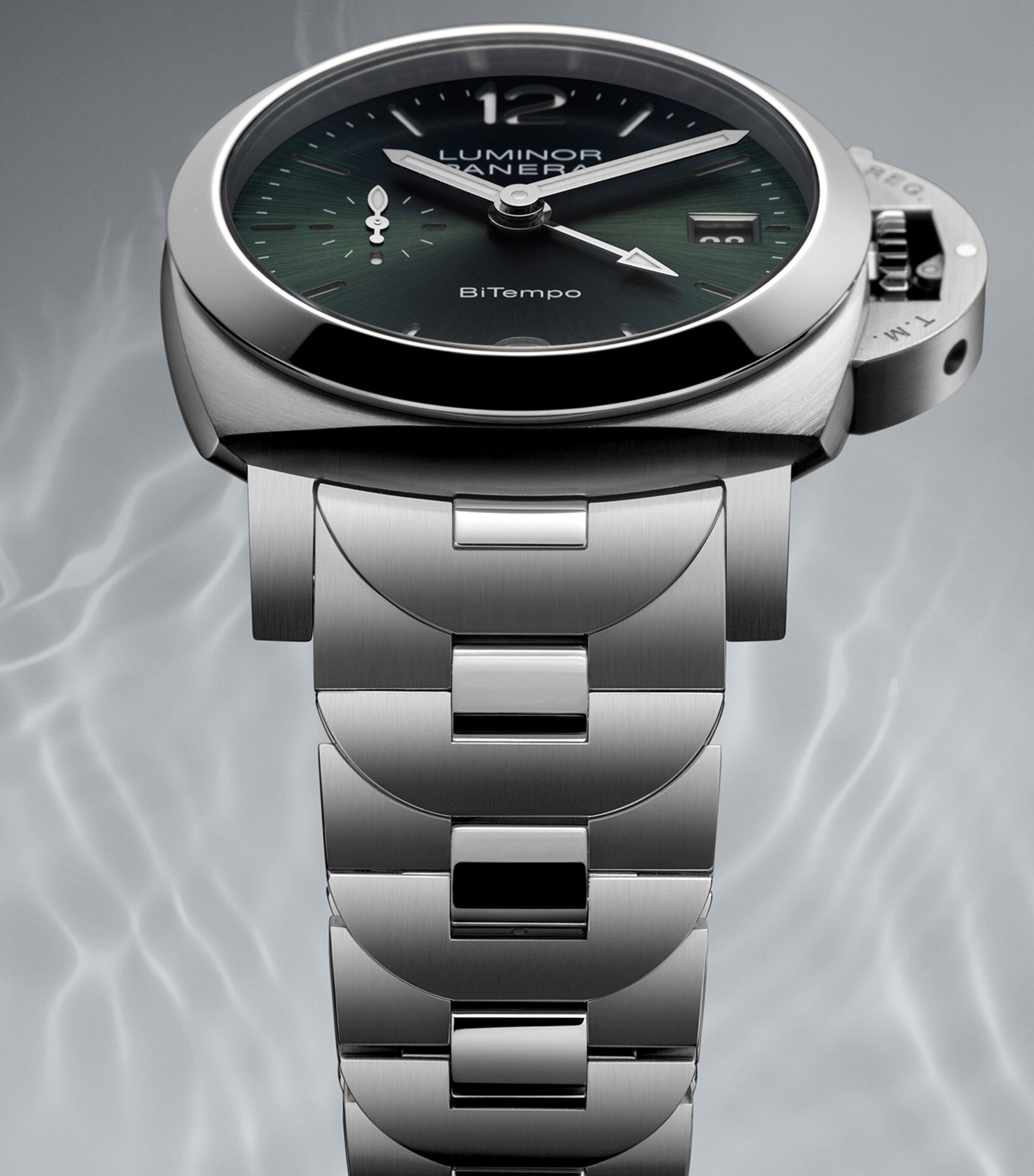 Brushed Steel Luminor Quaranta BiTempo Watch 40mm