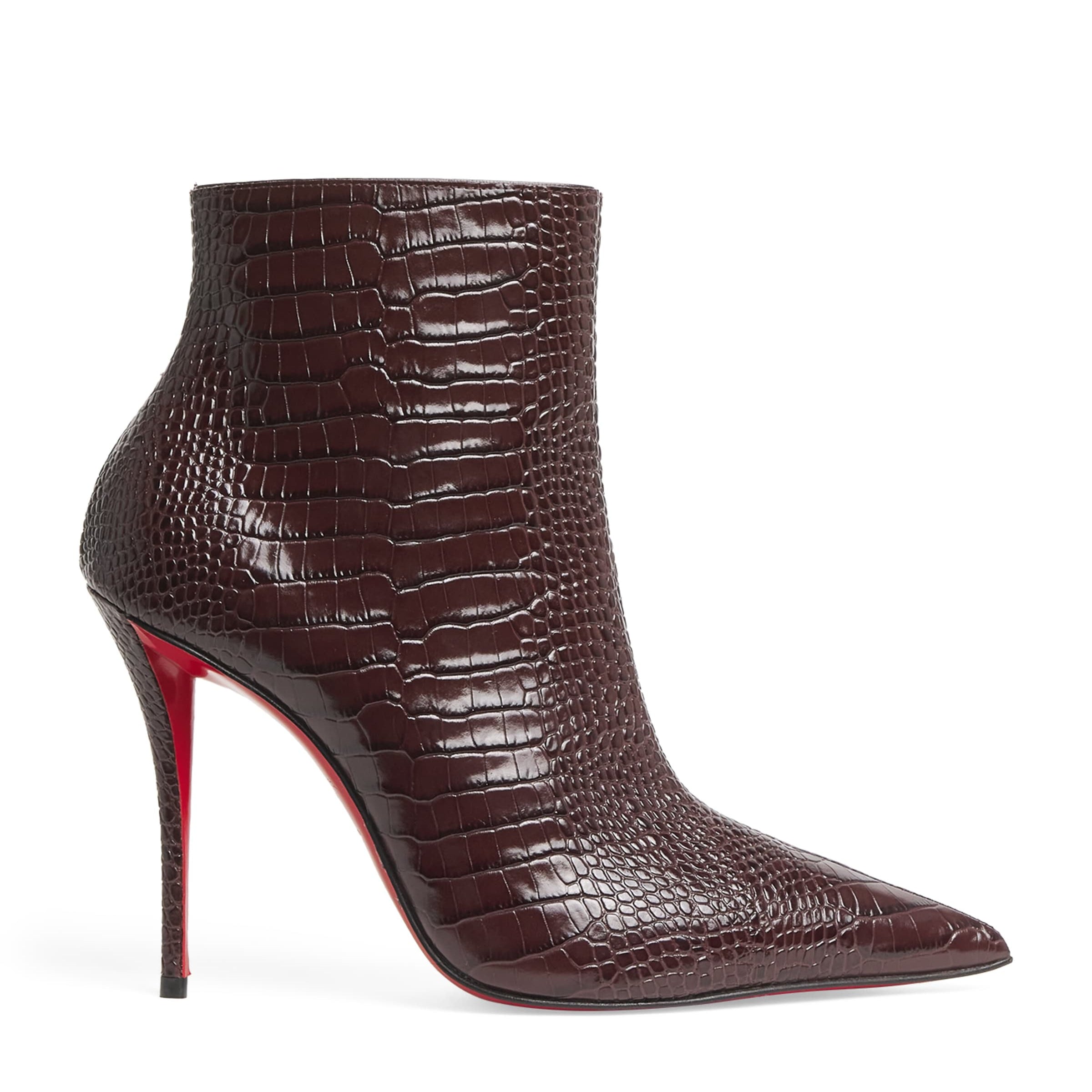 Christian Louboutin Red Miss Z Booty Alligator-Embossed Leather Ankle Boots 100