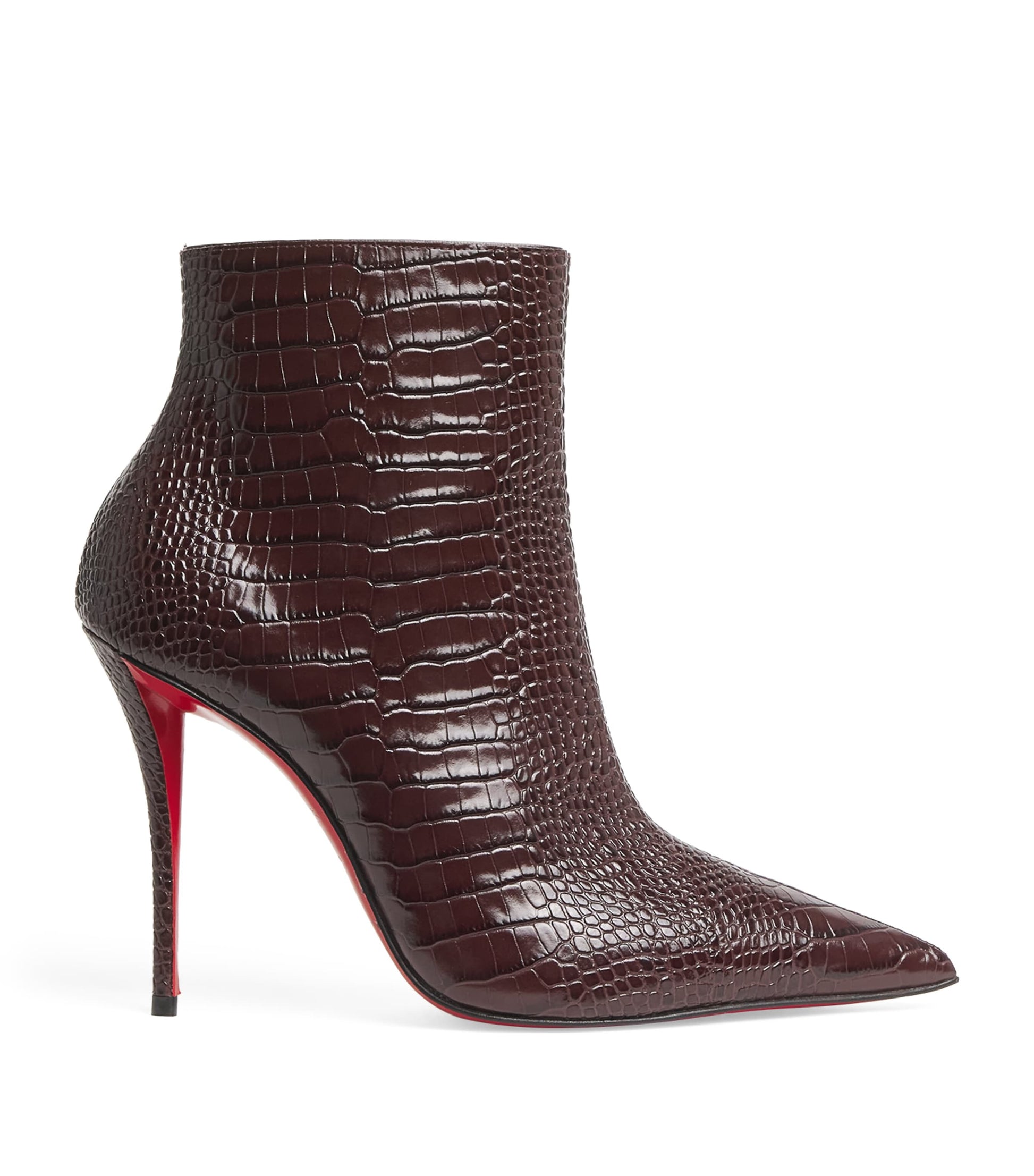 Christian Louboutin Red Miss Z Booty Alligator-Embossed Leather Ankle Boots 100