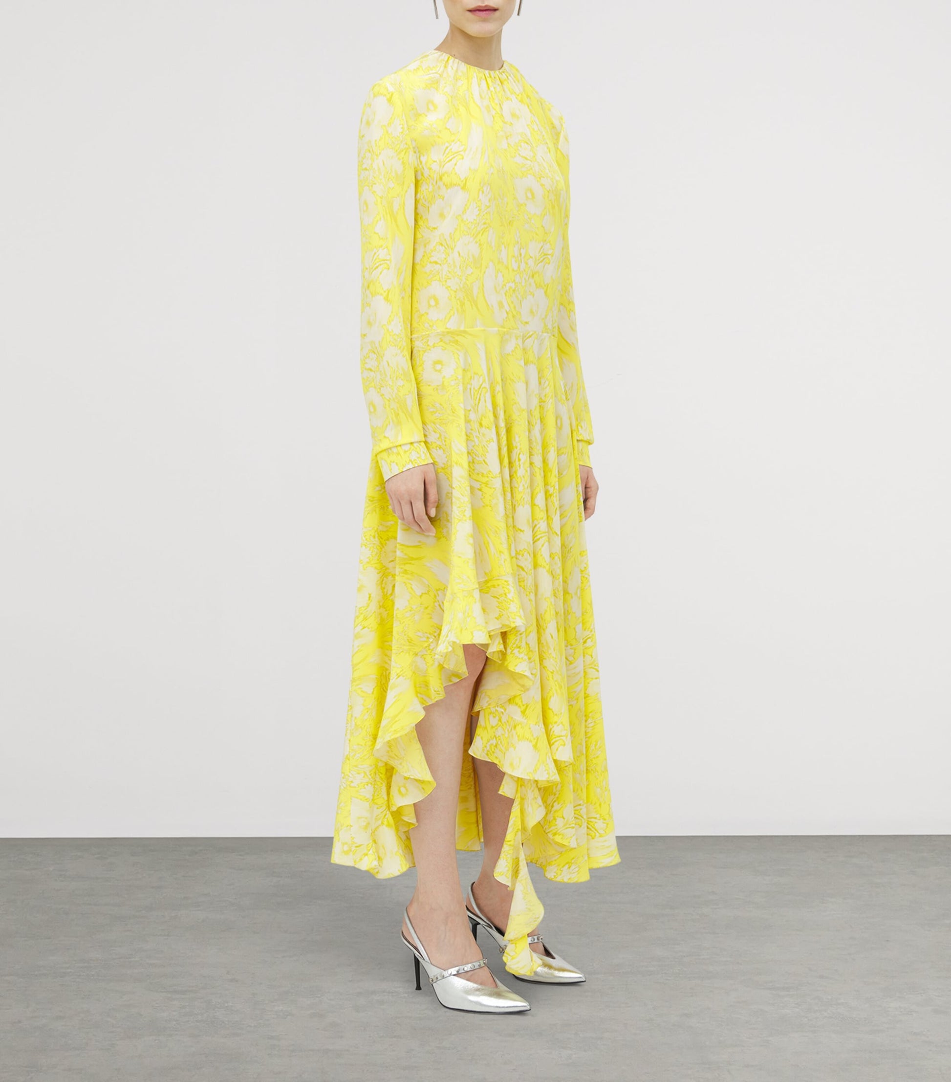McQueen Gold Silk Floral Maxi Dress