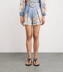 Zimmermann Blue Linen Floral Cascadian Tuck Shorts