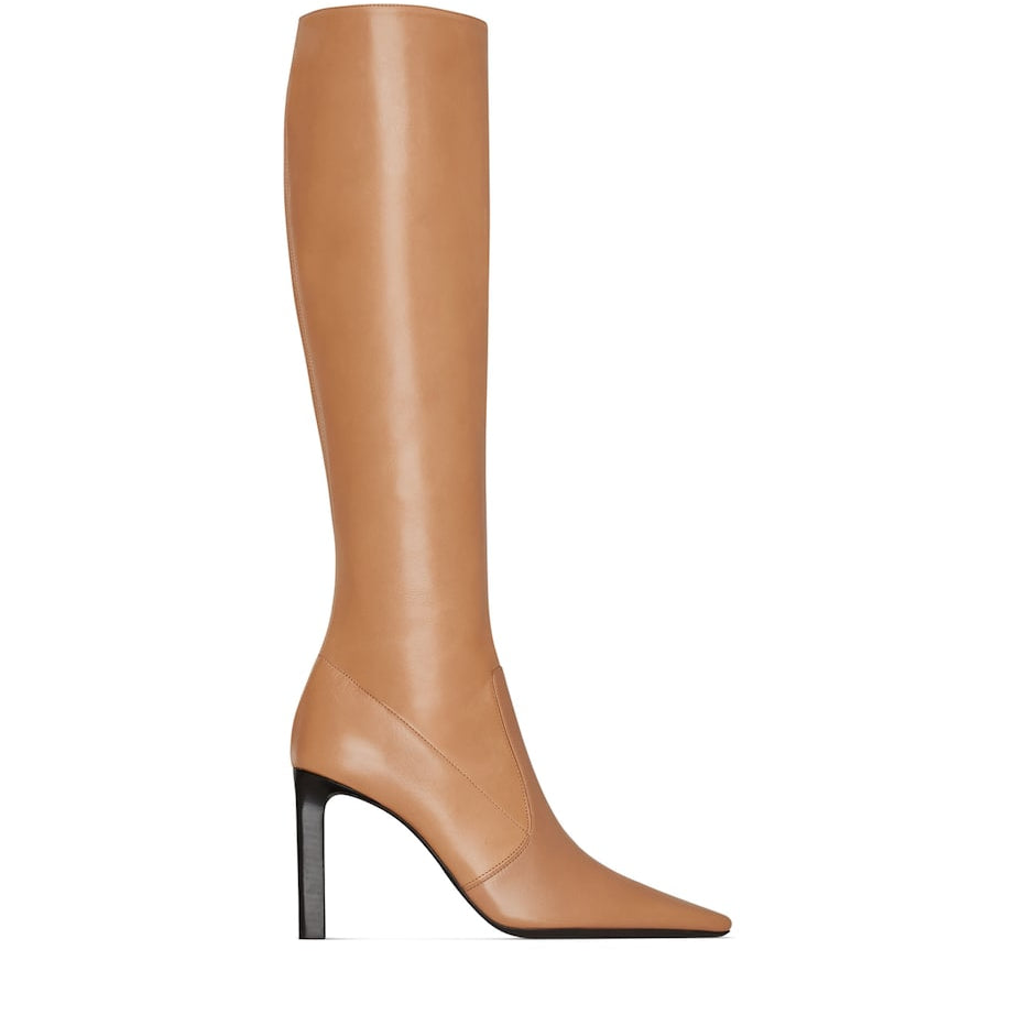 Saint Laurent Brown Lambskin Francoise Knee-High Boots 95