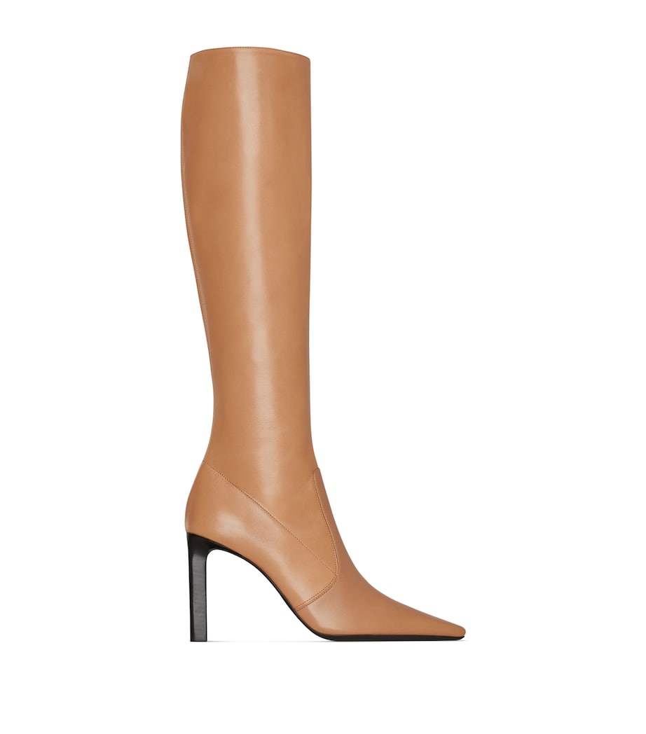 Saint Laurent Brown Lambskin Francoise Knee-High Boots 95