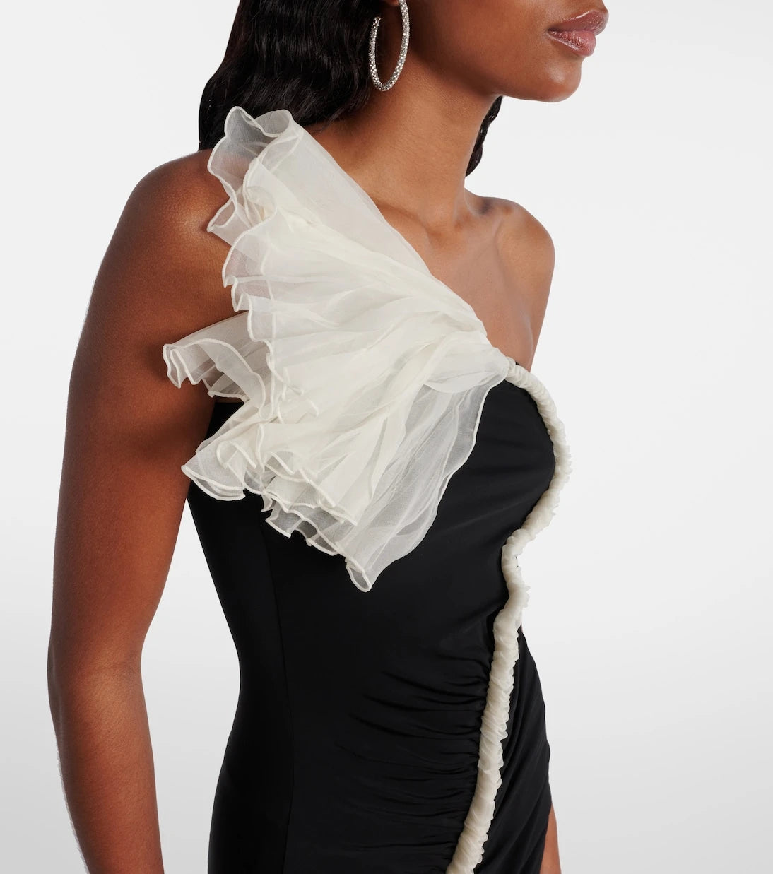 Nensi Dojaka - Floral-appliqué asymmetric minidress