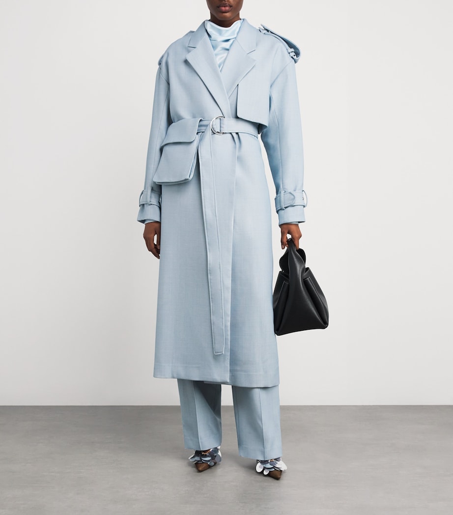 CAMILLA AND MARC Blue Wool-Blend Gehry Trench Coat