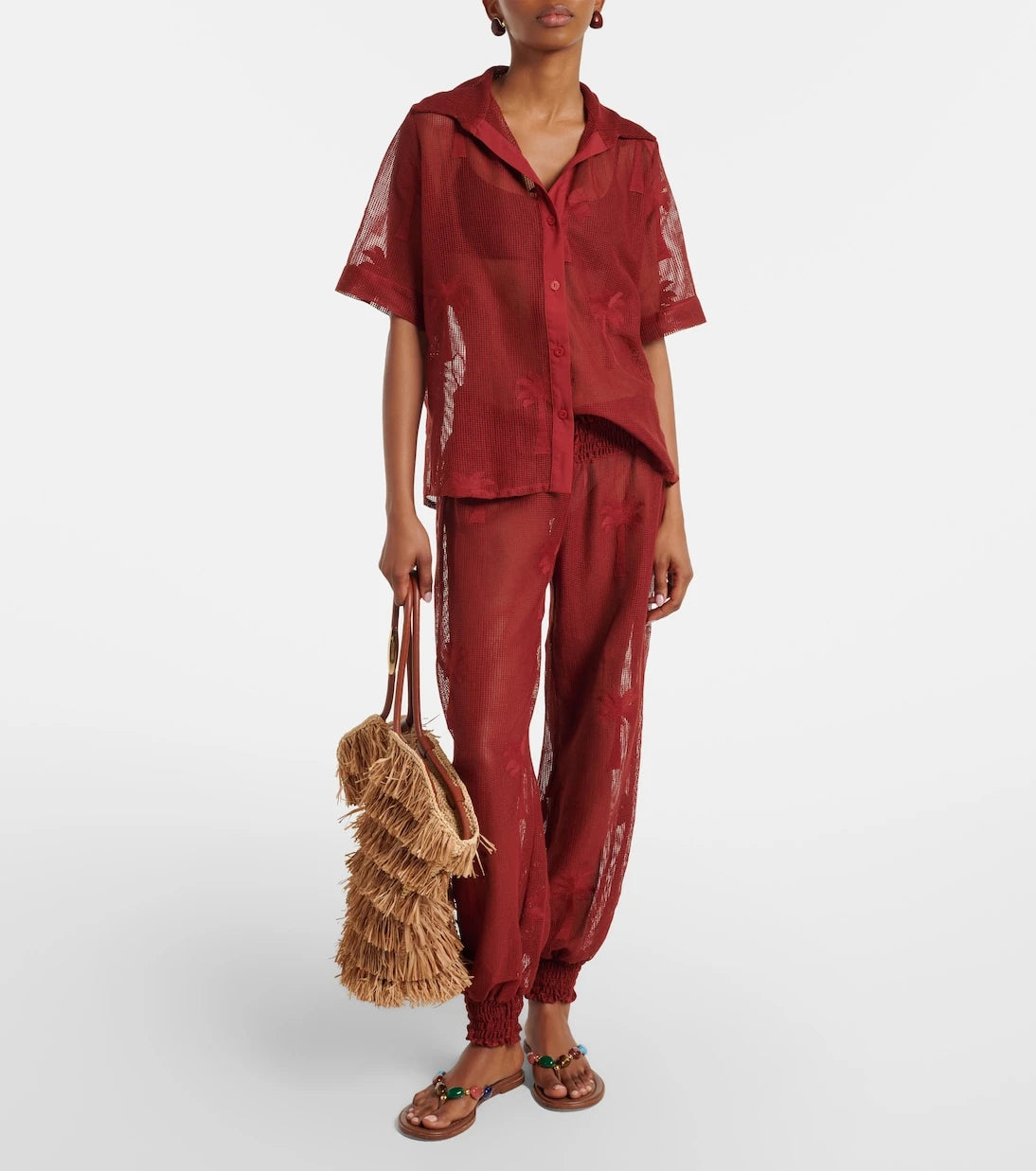 Johanna Ortiz - Embroidered cotton-blend mesh shirt
