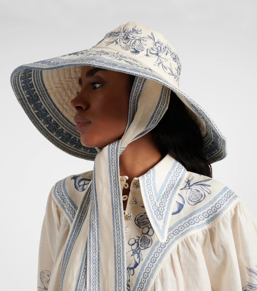Alémais - Villa Romantica printed linen sun hat