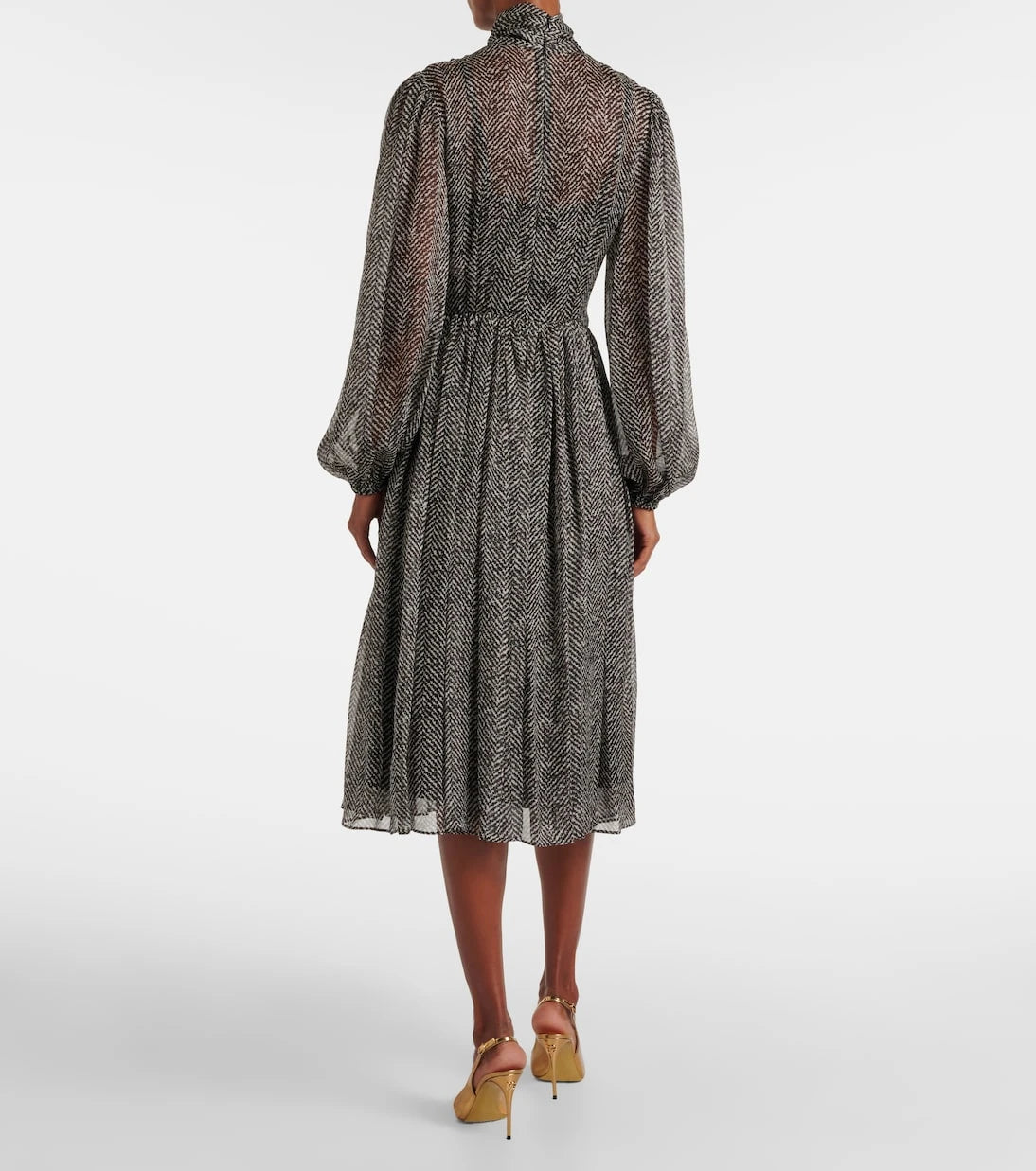 Dolce&Gabbana - Chevron tie-neck silk-blend midi dress