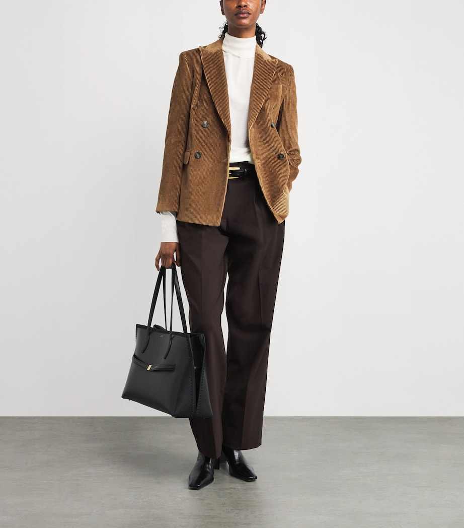 Weekend Max Mara Beige Cotton Corduroy Double-Breasted Blazer