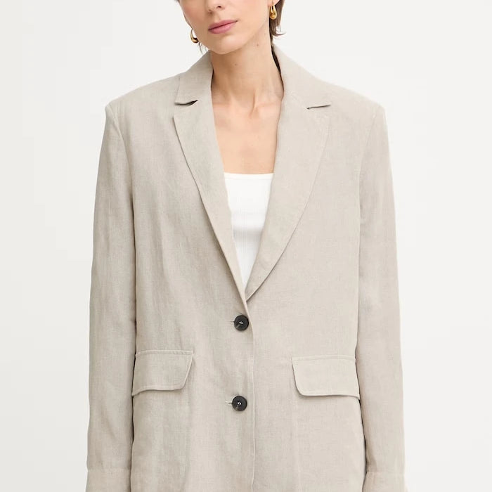 Max&Co. kadın tek düğmeli keten blazer MCOSTAMPA