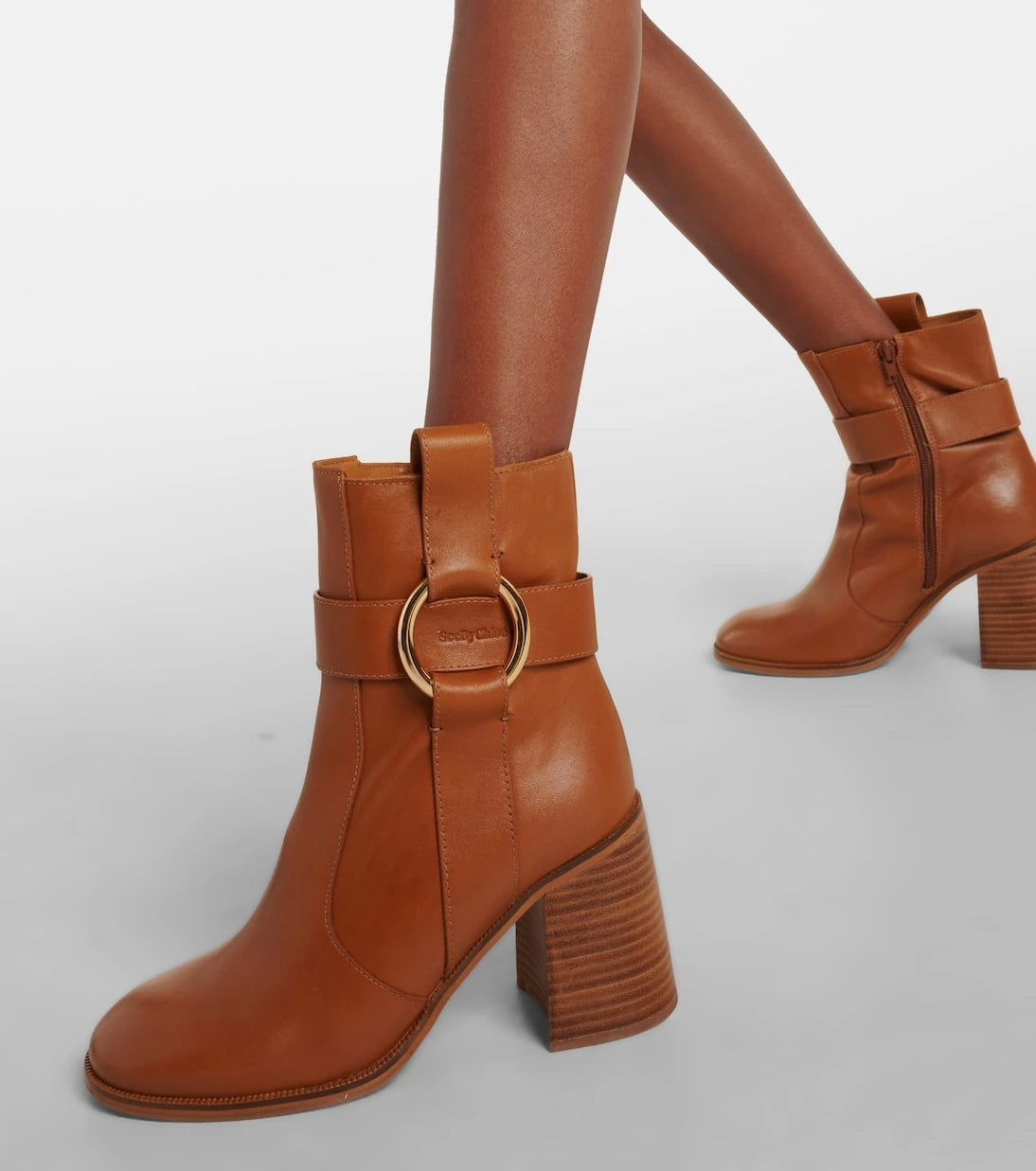 See By Chloé - جزمة الكاحل الجديدة 80 جلدية