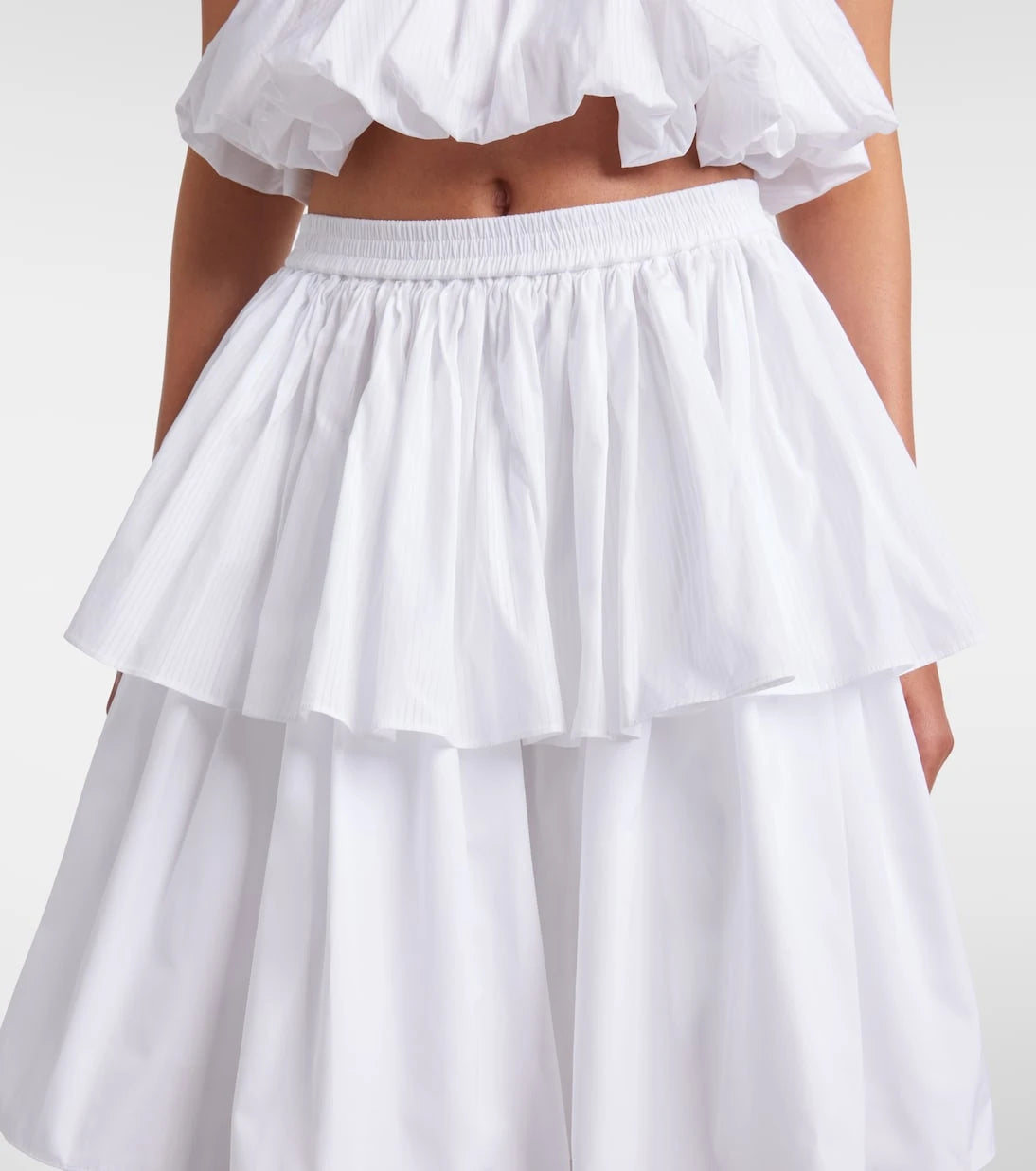 Alaïa - Ruffled tiered cotton midi skirt