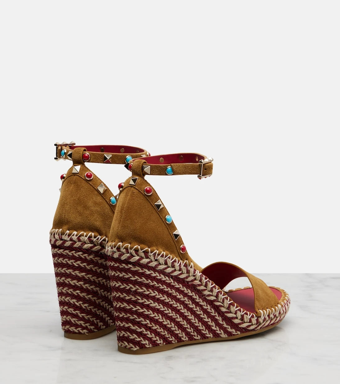 Valentino Garavani - Rockstud suede wedge sandals