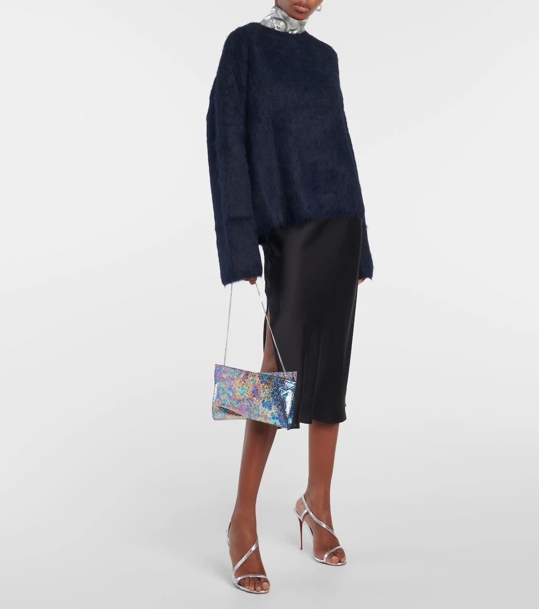 Christian Louboutin - Loubitwist snake-effect leather clutch