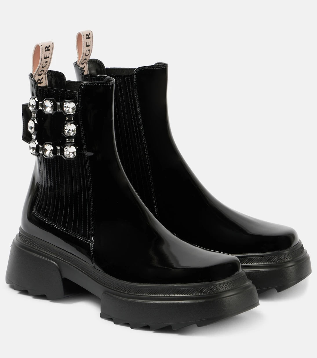 Roger Vivier - حذاء تشيلسي Wallaviv من الجلد اللامع