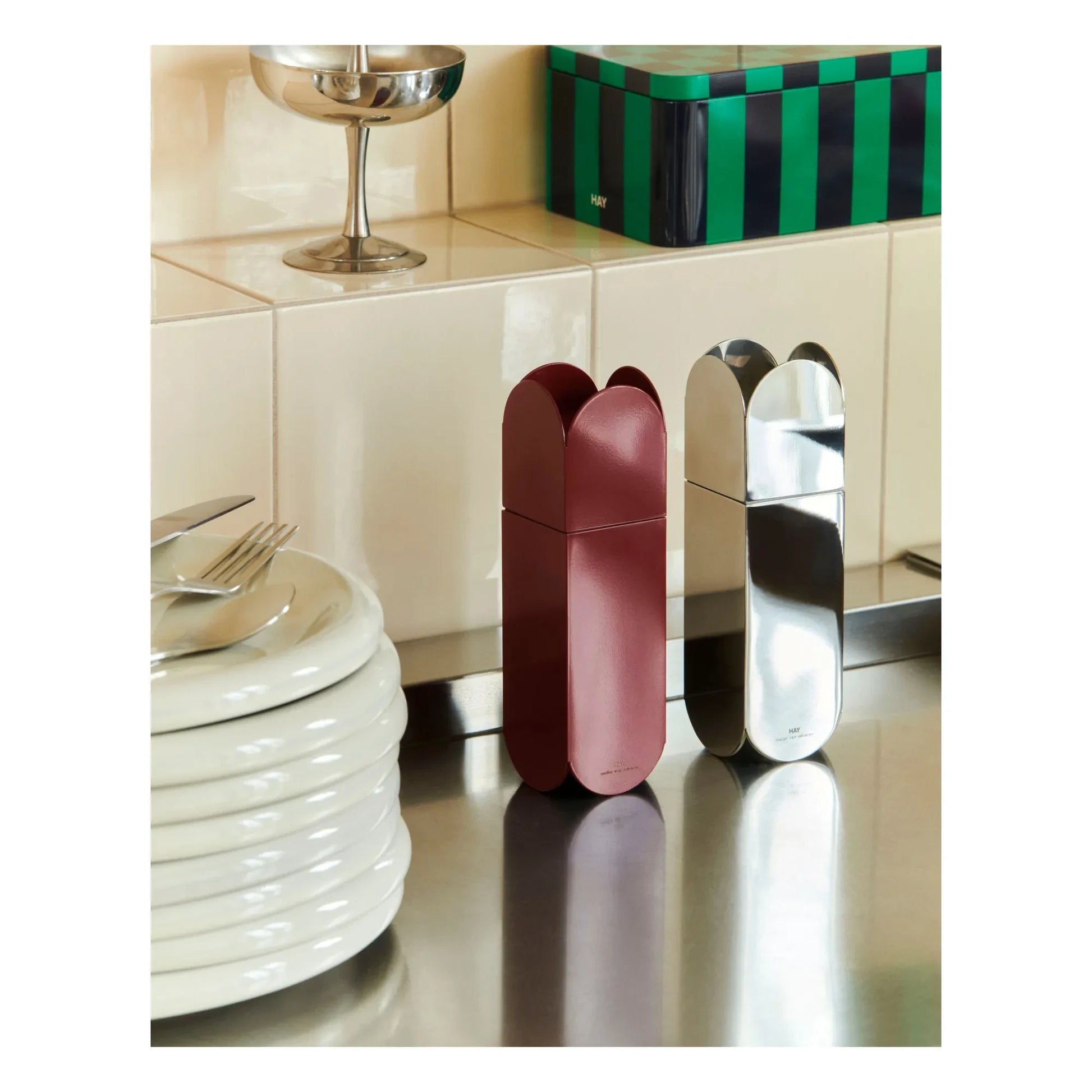 Hay - Arcs salt and pepper mill | Silver