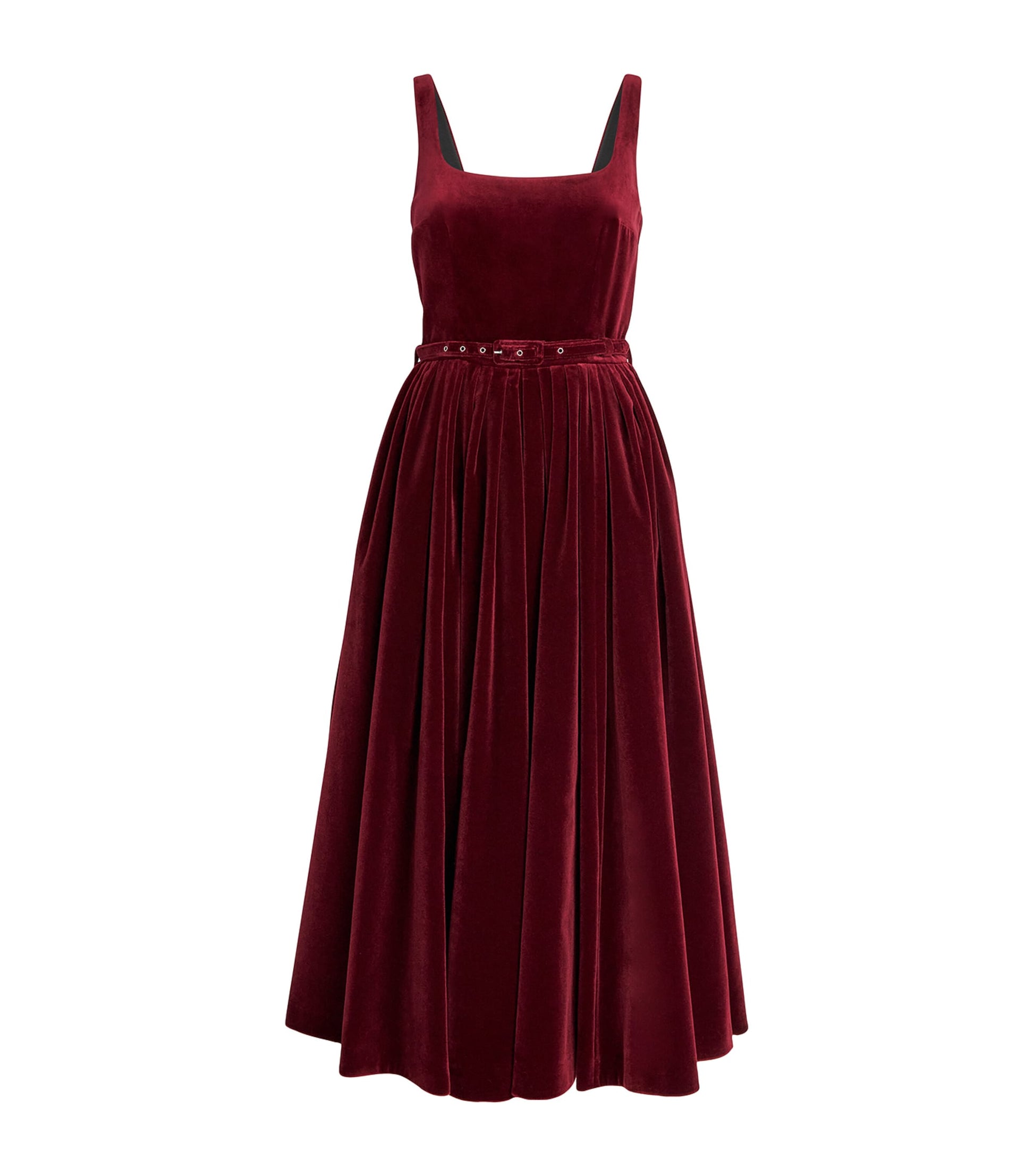 Emilia Wickstead Burgundy Velvet Eagle Midi Dress