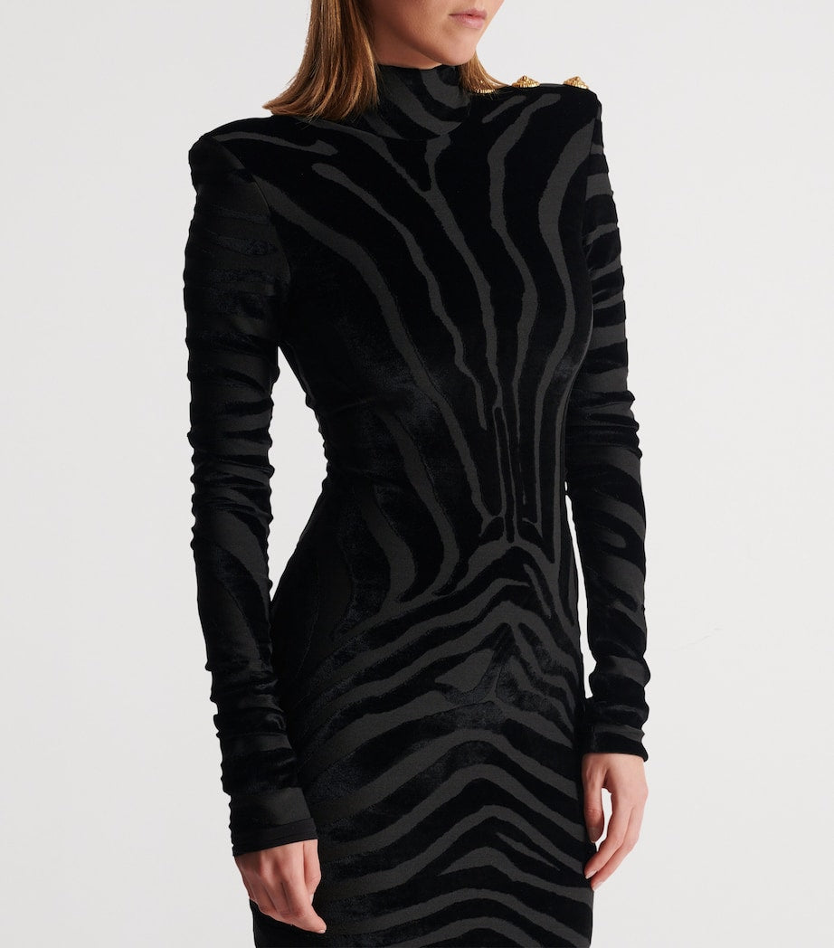 Velvet Zebra Print Mini Dress