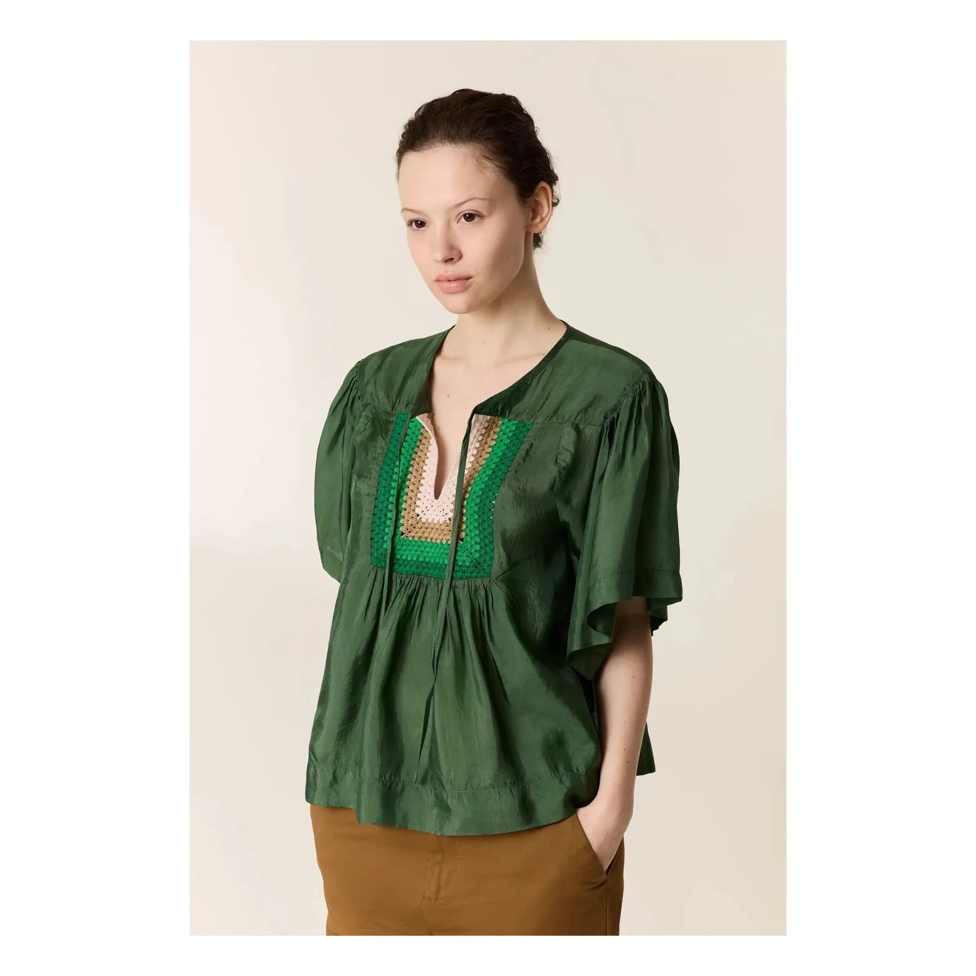 Leon & Harper - Cocto crochet blouse | Green