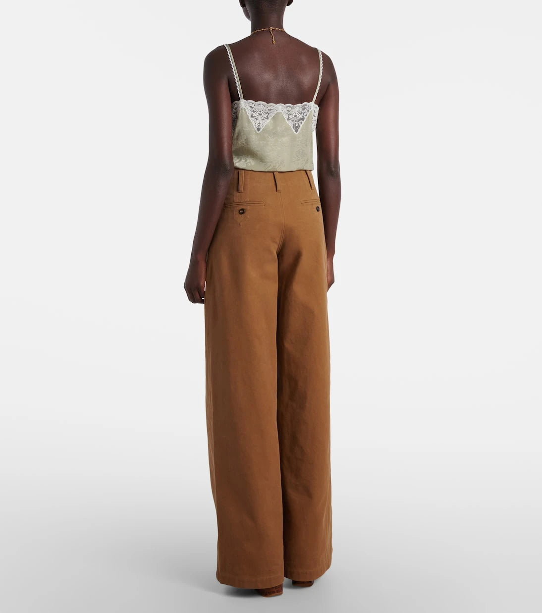 Chloé - High-rise cotton canvas wide-leg pants