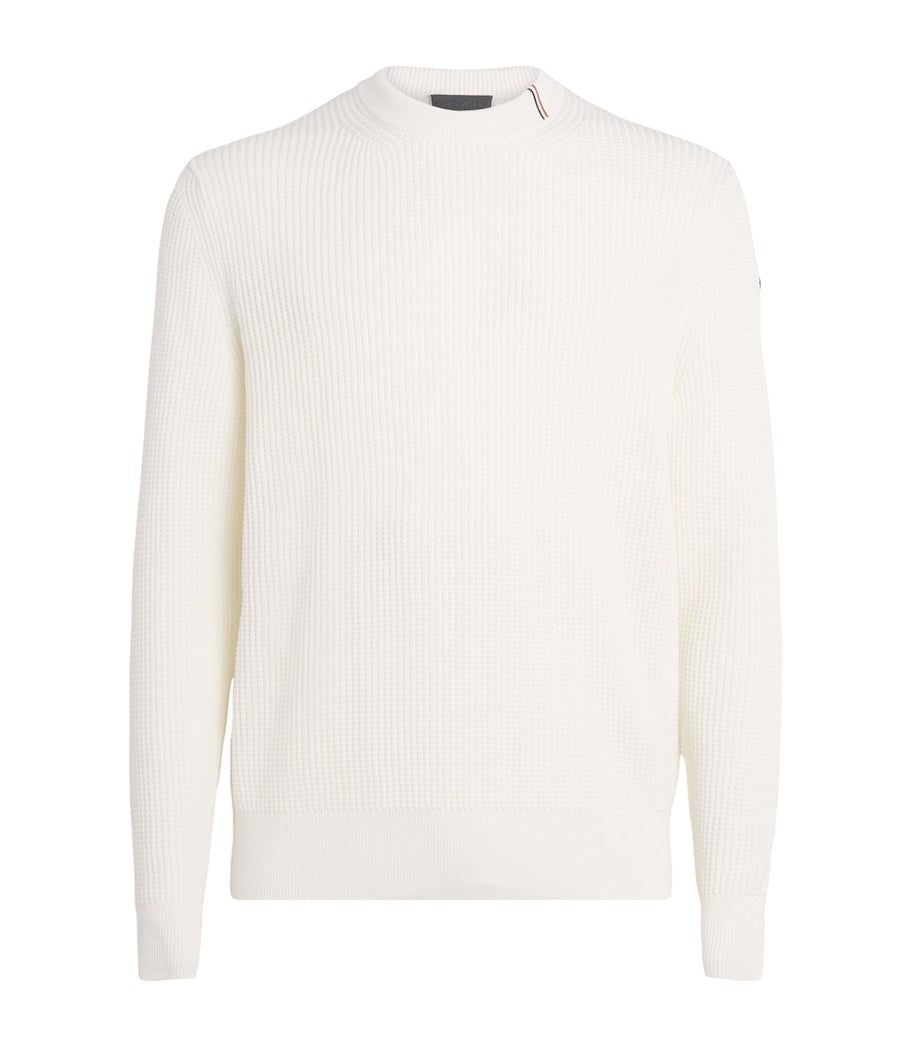 Moncler Ivory Cotton Waffle-Knit Sweater