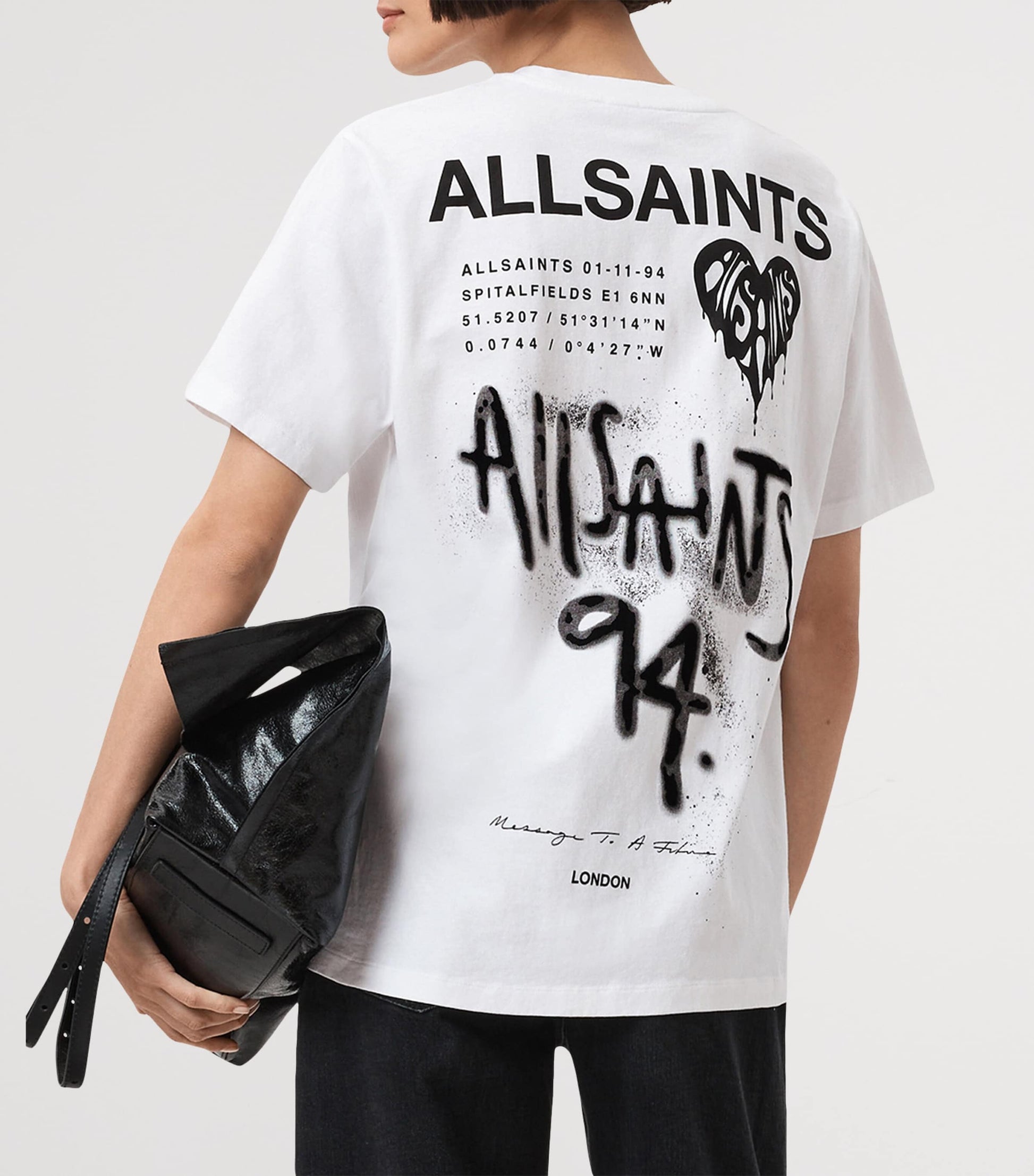AllSaints White Organic Cotton Poster Graphic T-Shirt