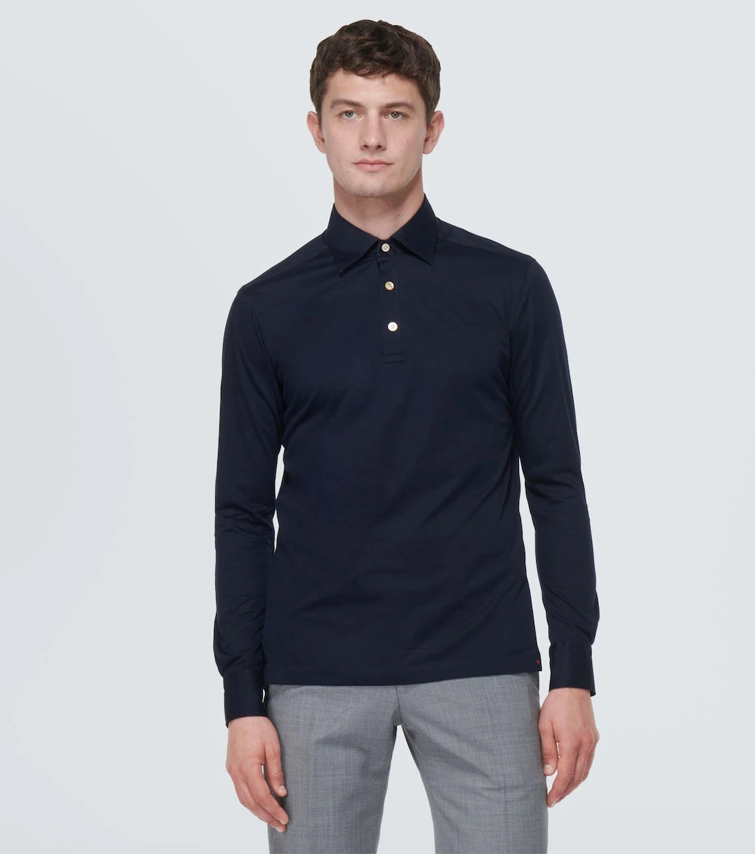Kiton - Cotton poplin polo top