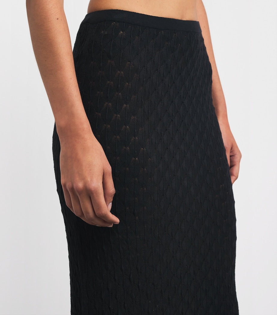 AWAY THAT DAY Black Crochet St. Lucia Maxi Skirt