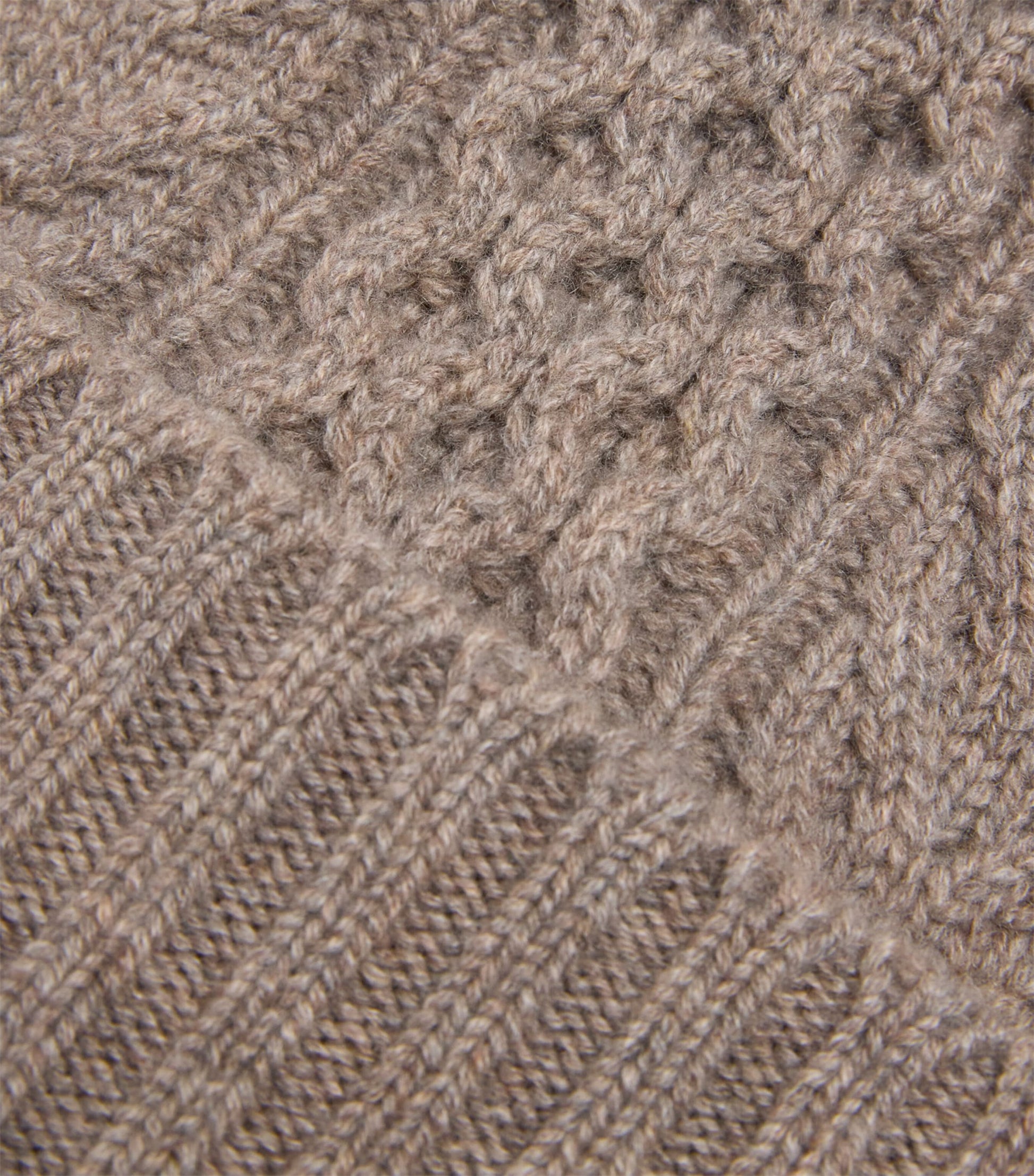Brown Cashmere Aran Cable Beanie