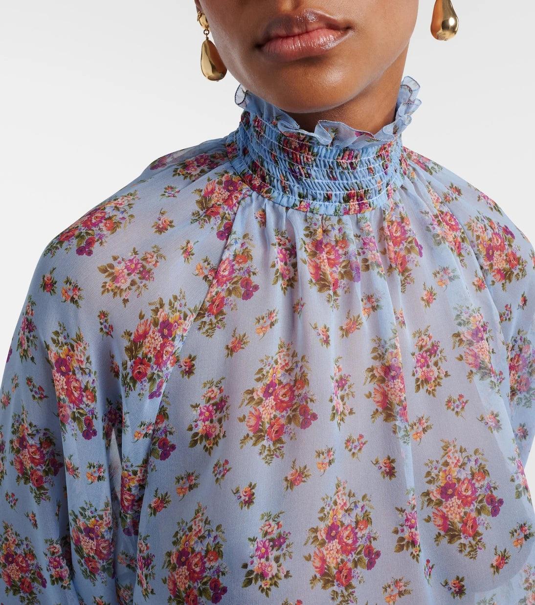 Dolce&Gabbana - Floral ruffled silk and cotton blouse