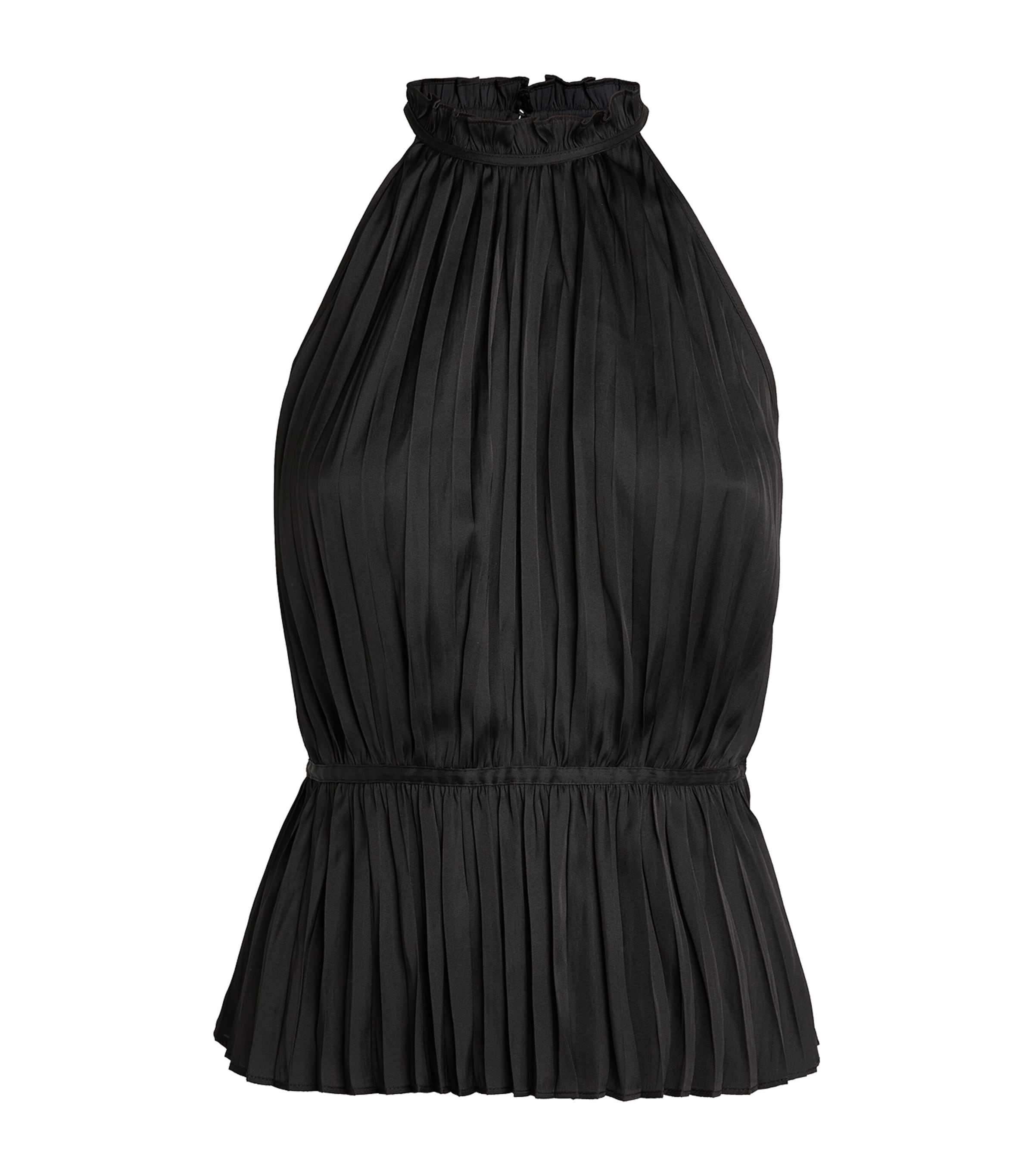 Maje Black Sleeveless Pleated Top