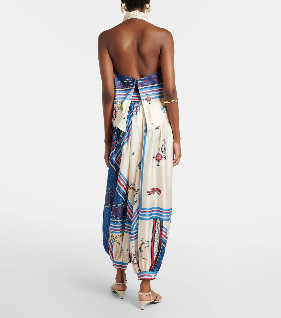 Alémais - Apollo printed cropped silk satin balloon pants