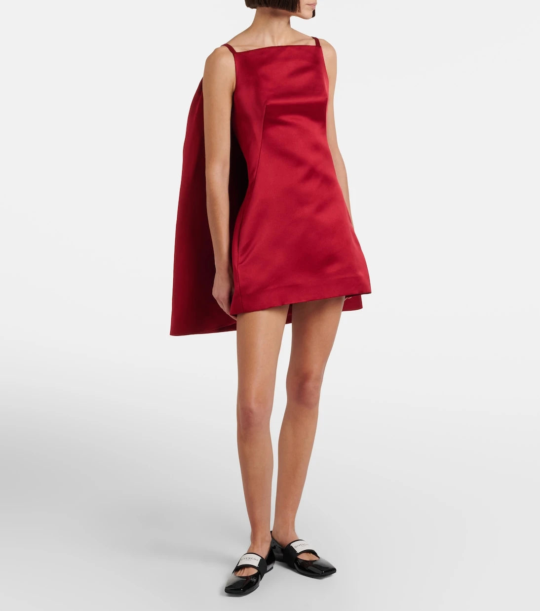 Givenchy - Sliced caped silk duchess satin minidress