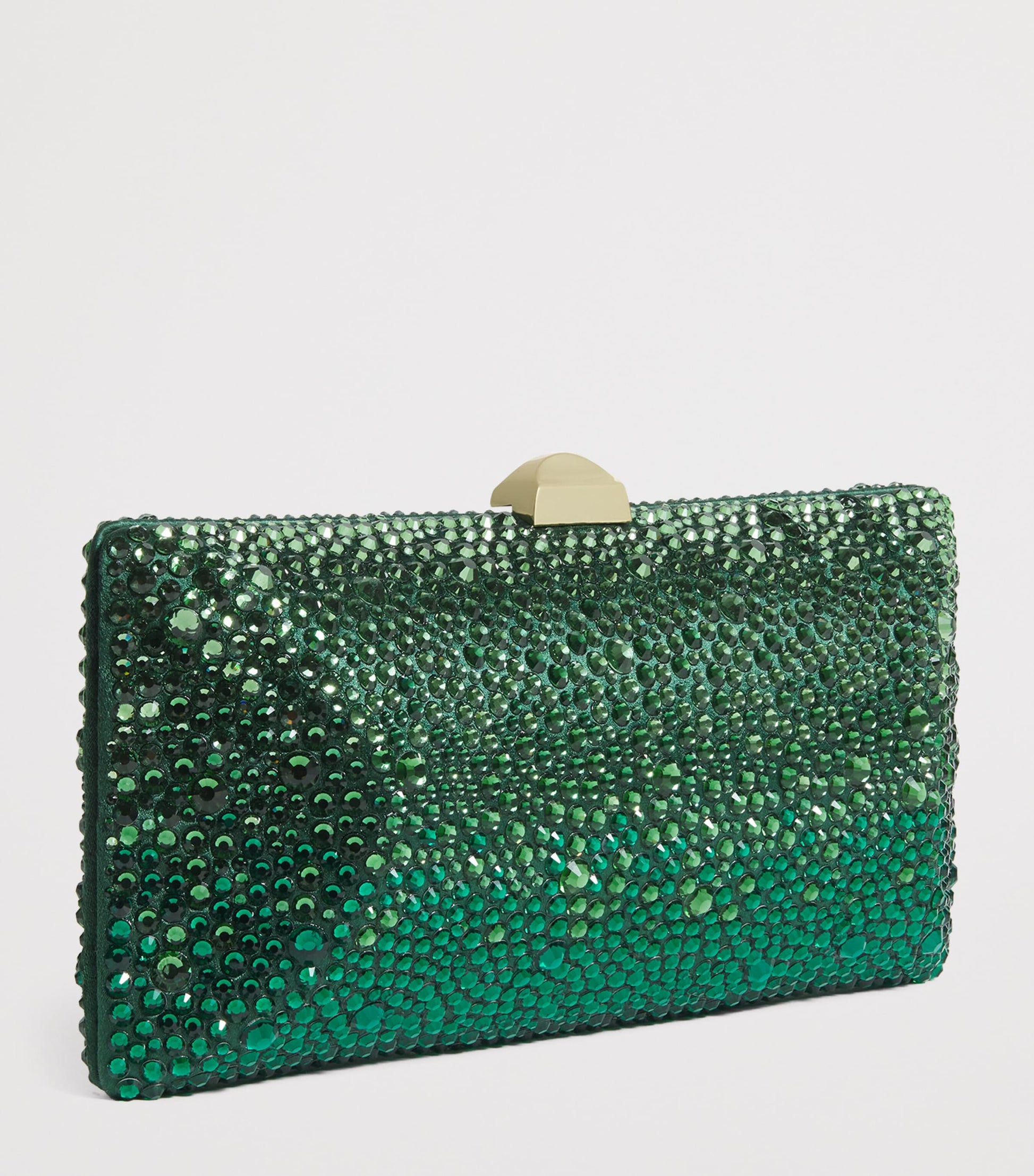 Green Silk Crystal Clutch Bag