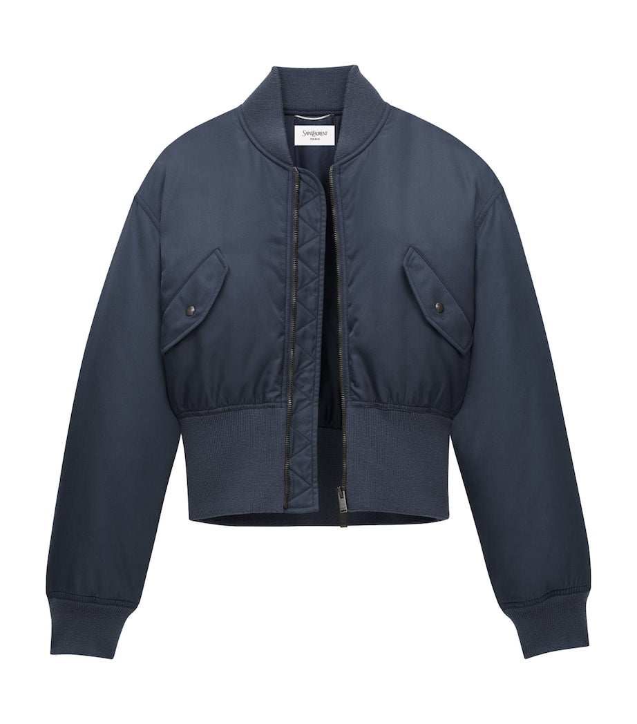 Blue Padded Bomber Jacket