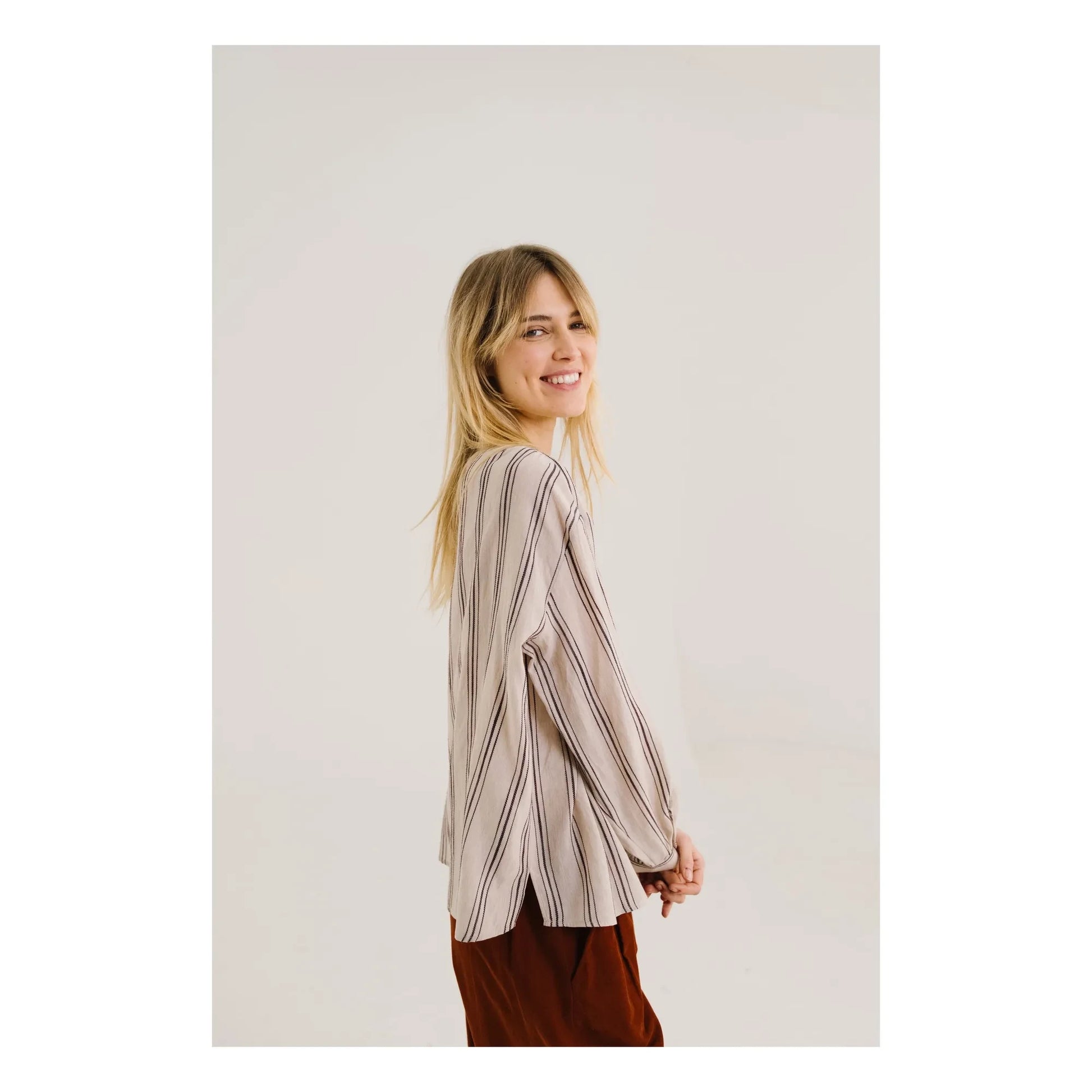 Sacrécoeur - Ella Canyon Striped Blouse | Beige