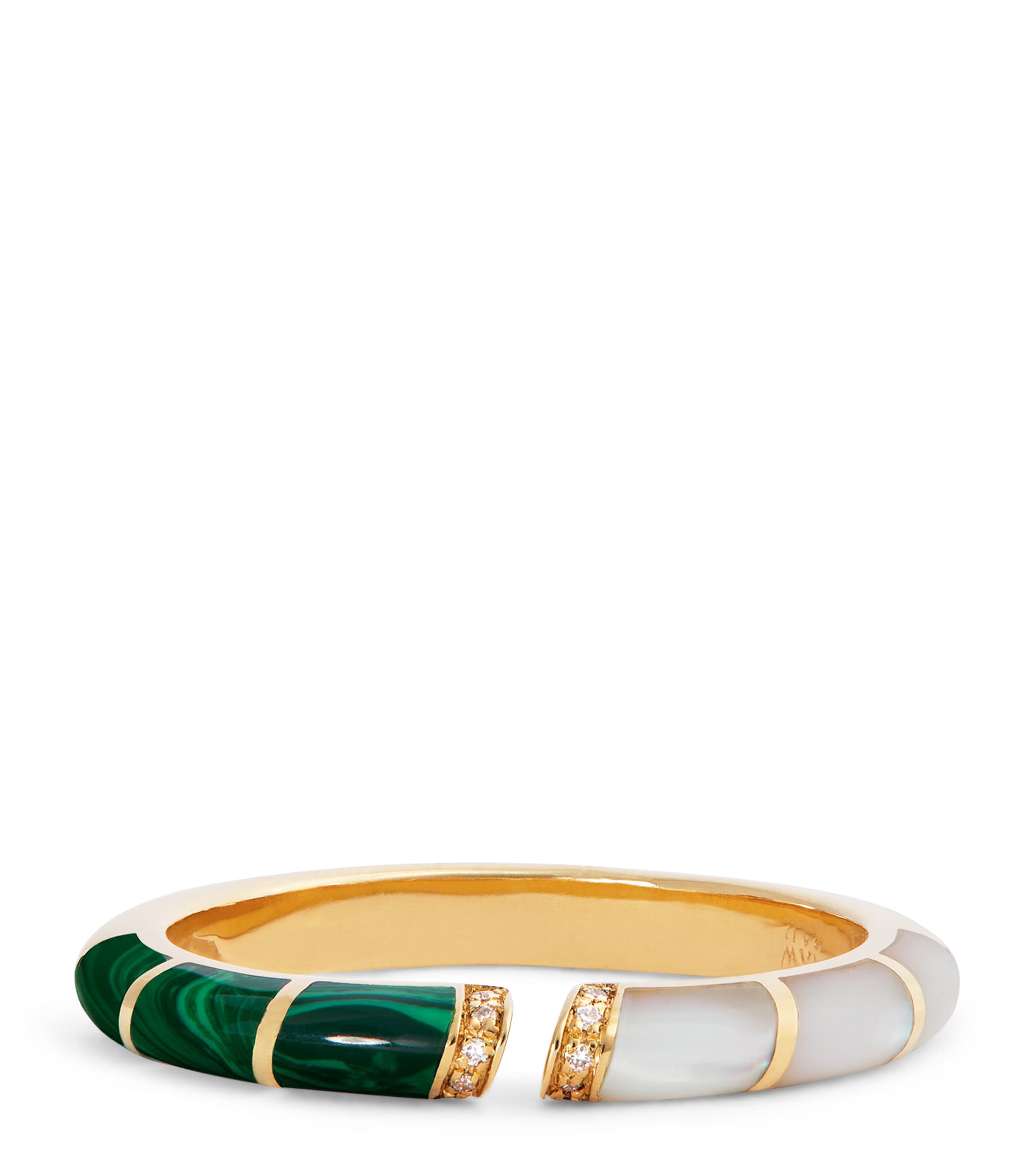 Yellow Gold, Diamond, Malachite and Mother-of-Pearl Psychedeliah Ring