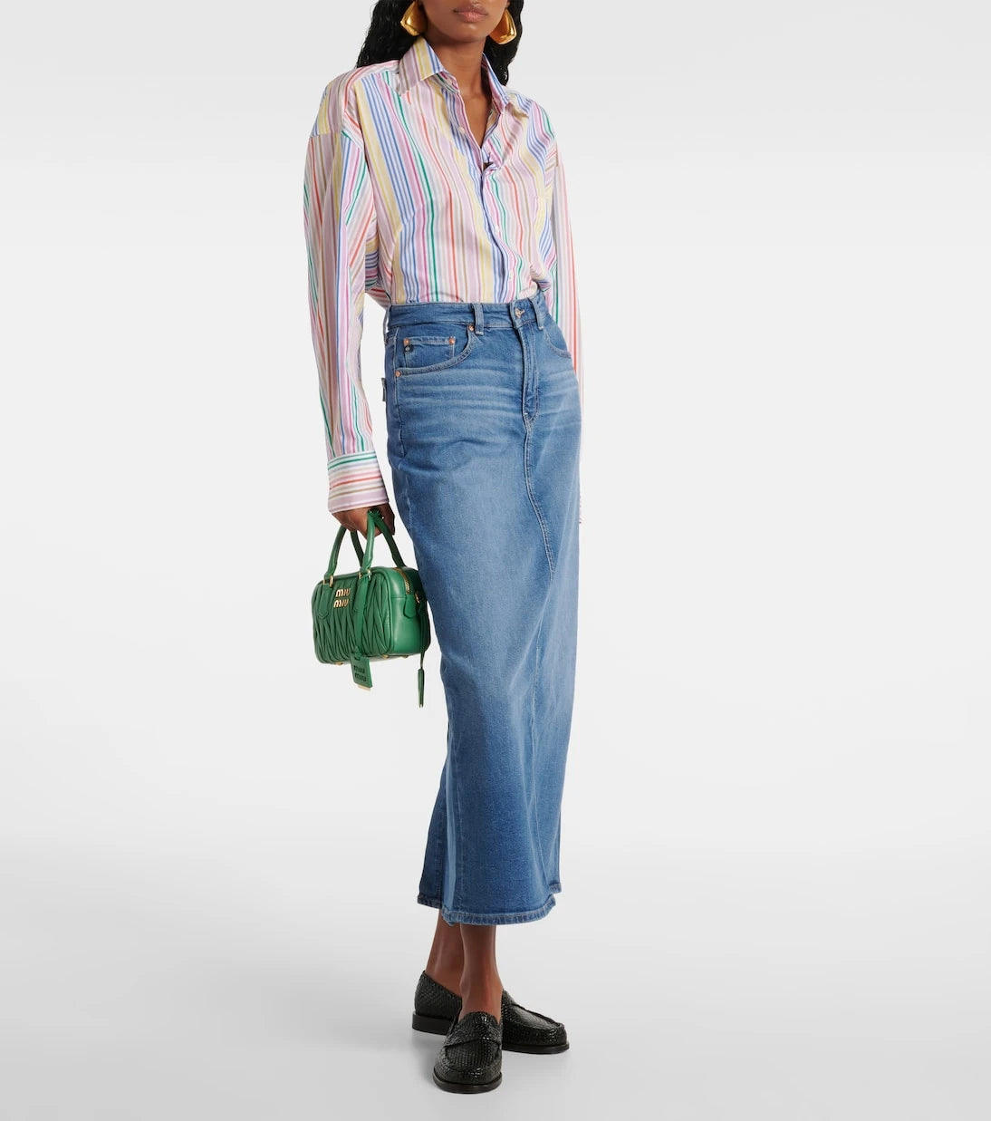 AG Jeans - High-rise denim midi skirt