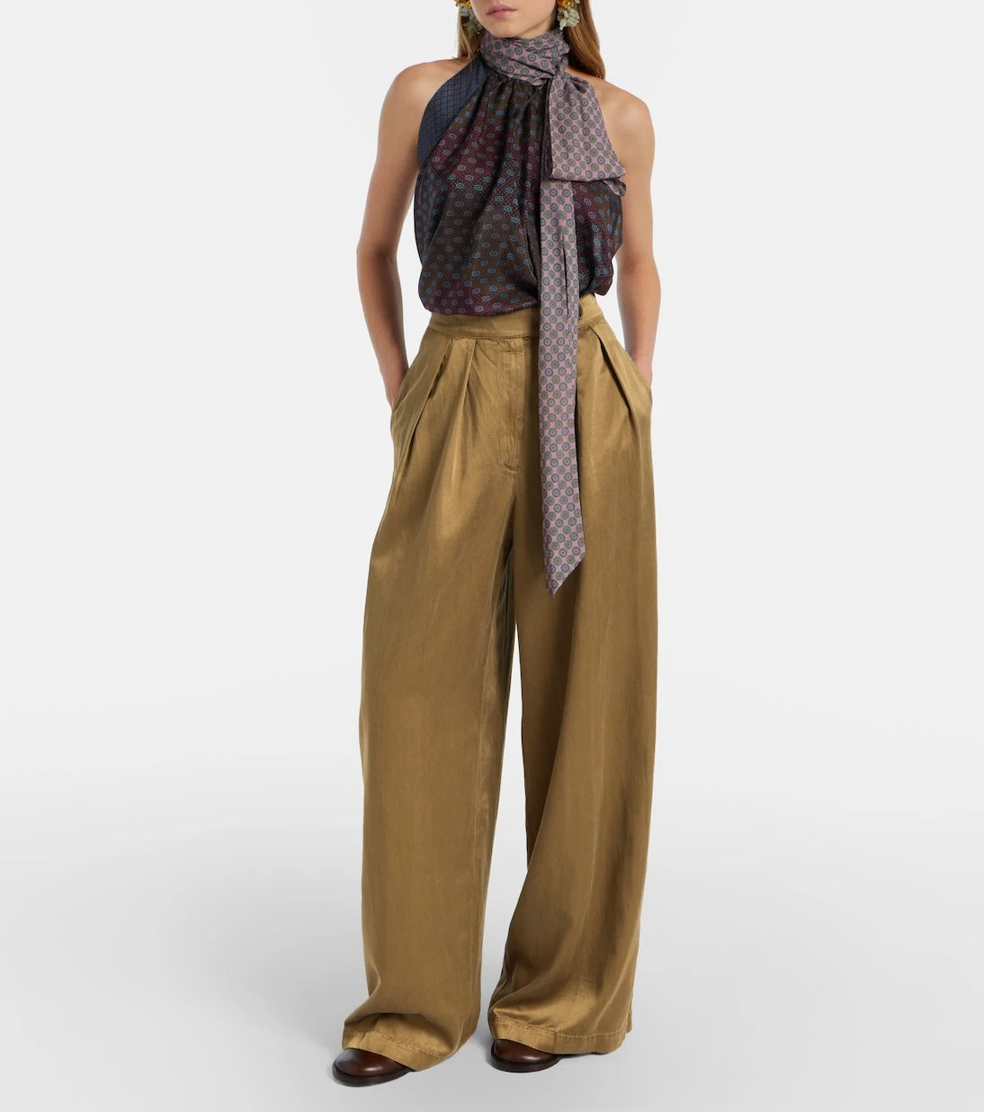 Dries Van Noten - Pleated high-rise wide-leg pants
