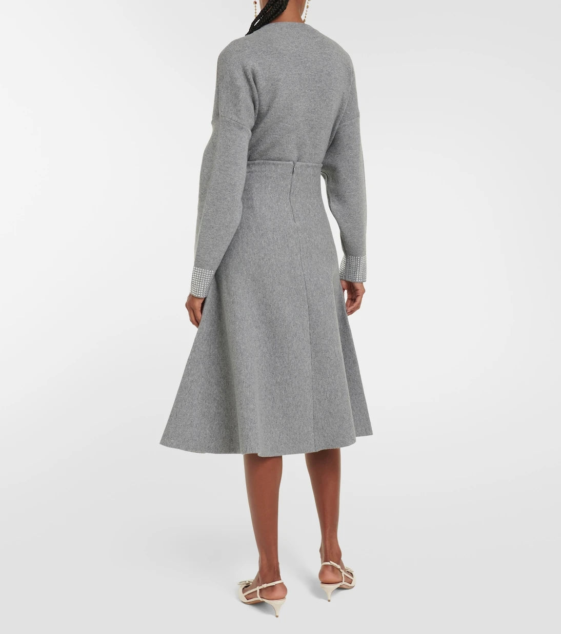 Valentino - High-rise wool-blend midi skirt
