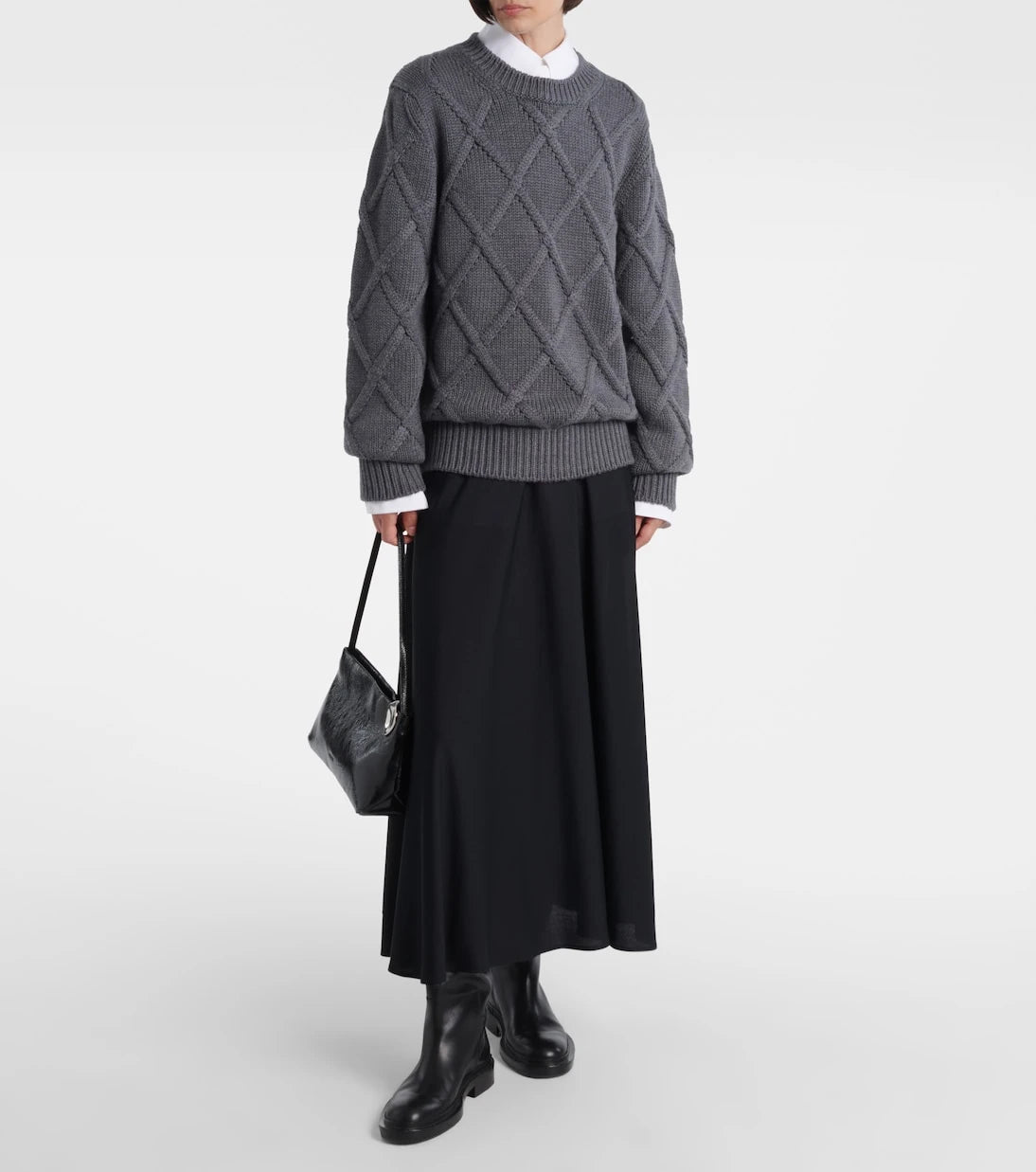Jil Sander - Saç örgüsü bakir yün kazak