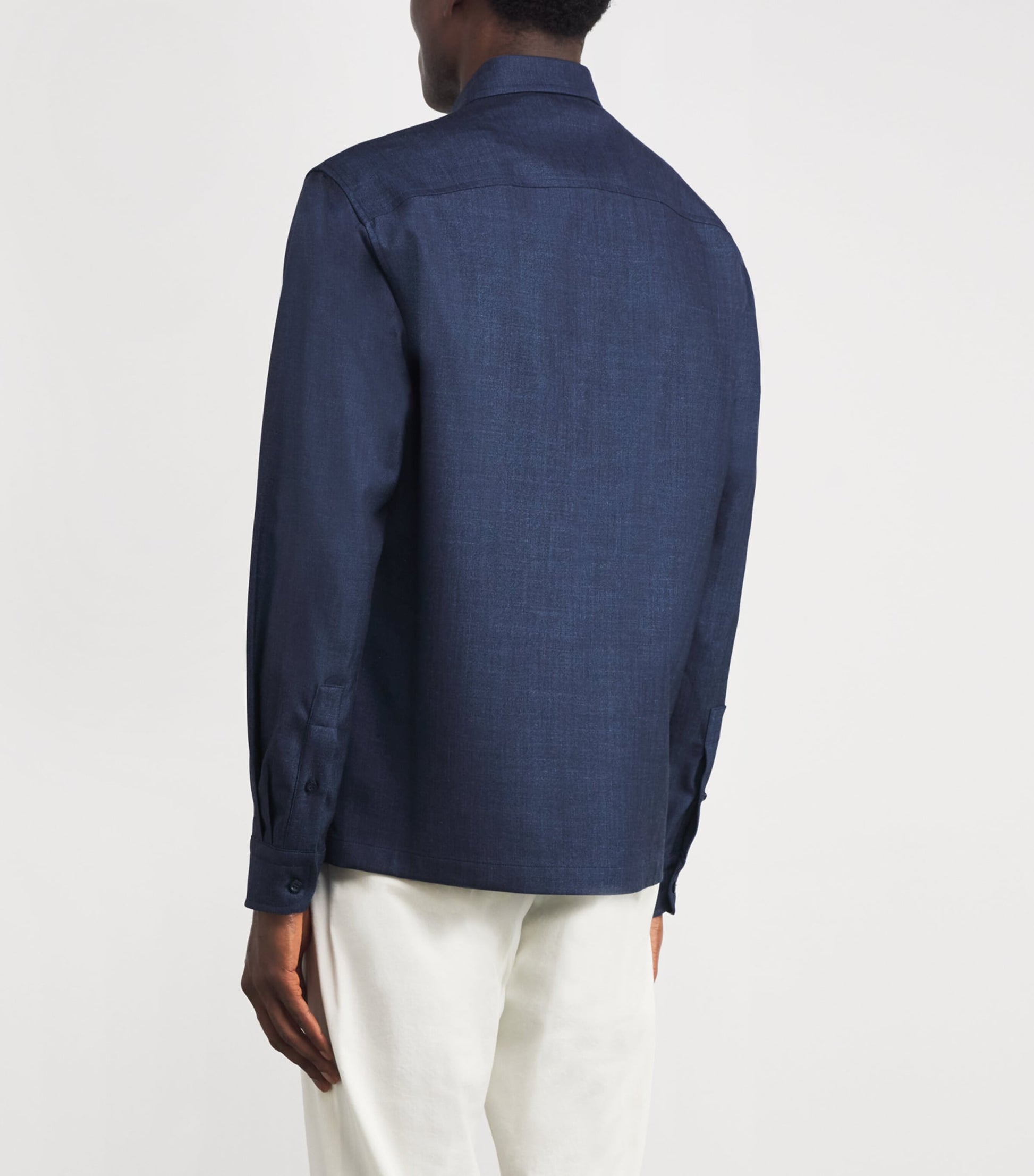 Paul & Shark Navy Wool-Silk-Linen-Blend Overshirt