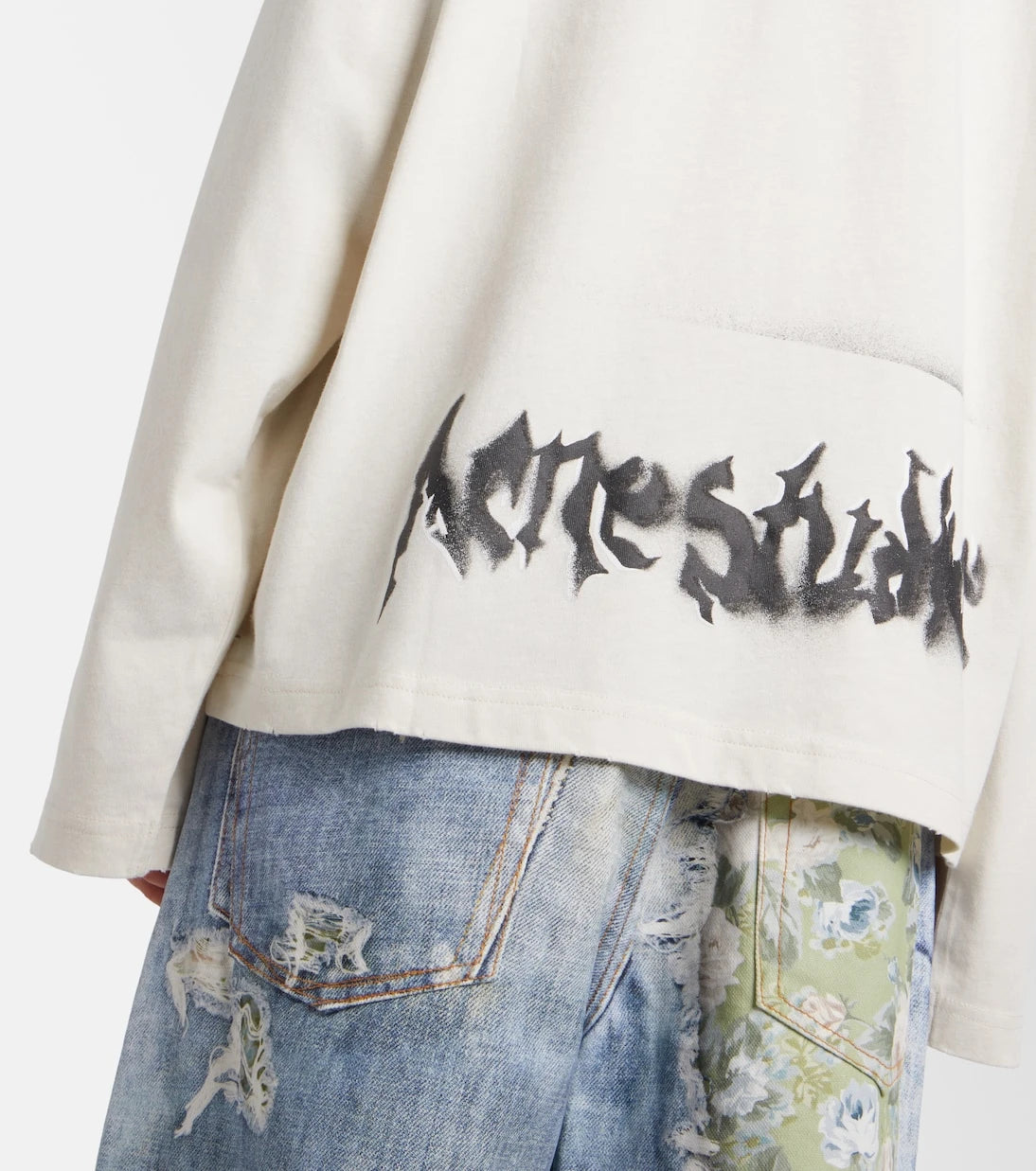 Acne Studios - سويت شيرت من مزيج القطن والجرسي بشعار العلامة